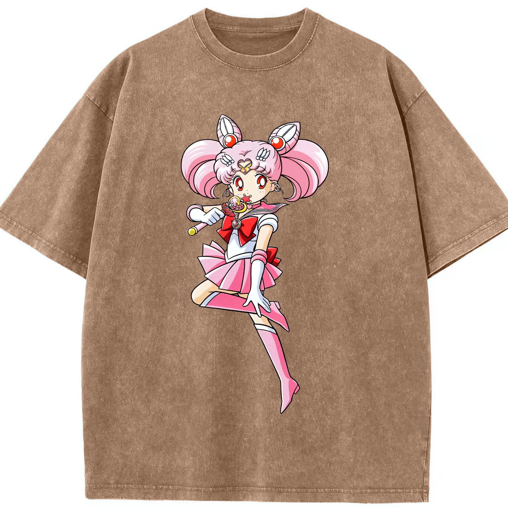 （画像用） 美少女戦士セーラームーン ちびうさ Sailor Moon Chibiusa Tsukino Usagi Small Lady Serenity 綿100% ヴィンテージ風 半袖Tシャツ（フロントプリント）