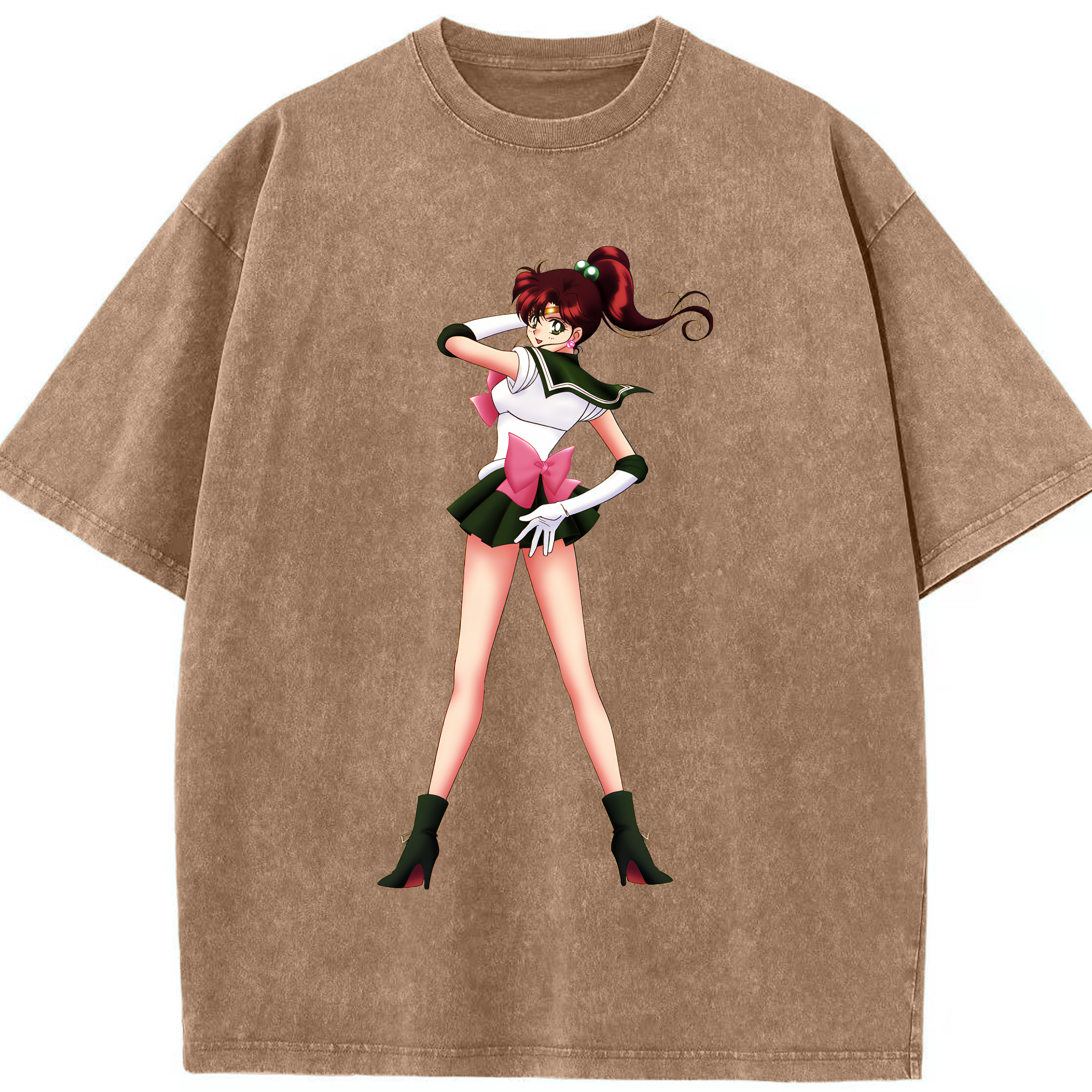 （画像用） 美少女戦士セーラームーン 木野 まこと きの まこと Sailor Moon Kino Makoto （セーラージュピター；Sailor Jupiter） 綿100% ヴィンテージ風 半袖Tシャツ（フロントプリント）