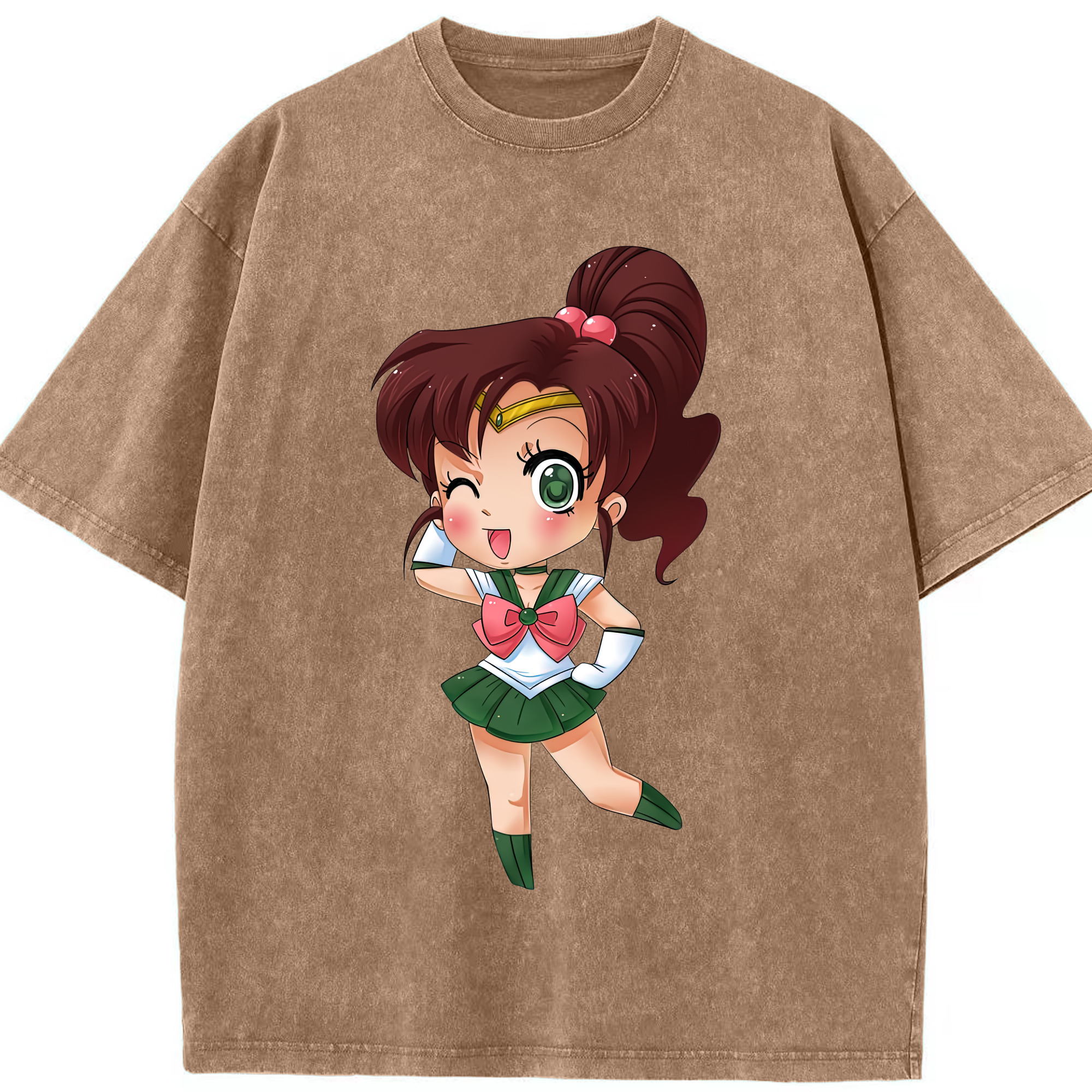 （画像用） 美少女戦士セーラームーン 木野 まこと きの まこと Sailor Moon Kino Makoto （セーラージュピター；Sailor Jupiter） 綿100% ヴィンテージ風 半袖Tシャツ（フロントプリント）