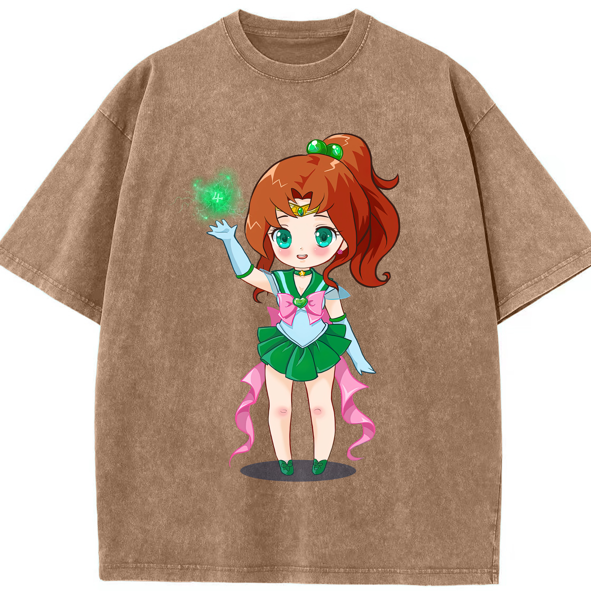 （画像用） 美少女戦士セーラームーン 木野 まこと きの まこと Sailor Moon Kino Makoto （セーラージュピター；Sailor Jupiter） 綿100% ヴィンテージ風 半袖Tシャツ（フロントプリント）