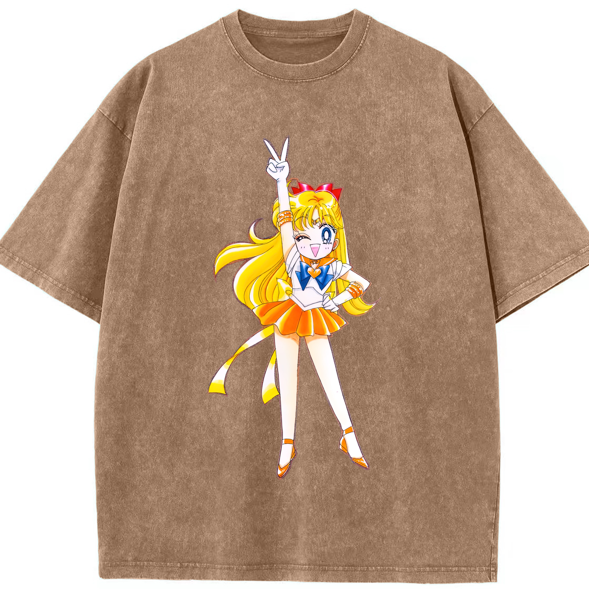 （画像用） 美少女戦士セーラームーン 愛野 美奈子 あいの みなこ Sailor Moon Aino Minako 綿100% ヴィンテージ風 半袖Tシャツ（フロントプリント）