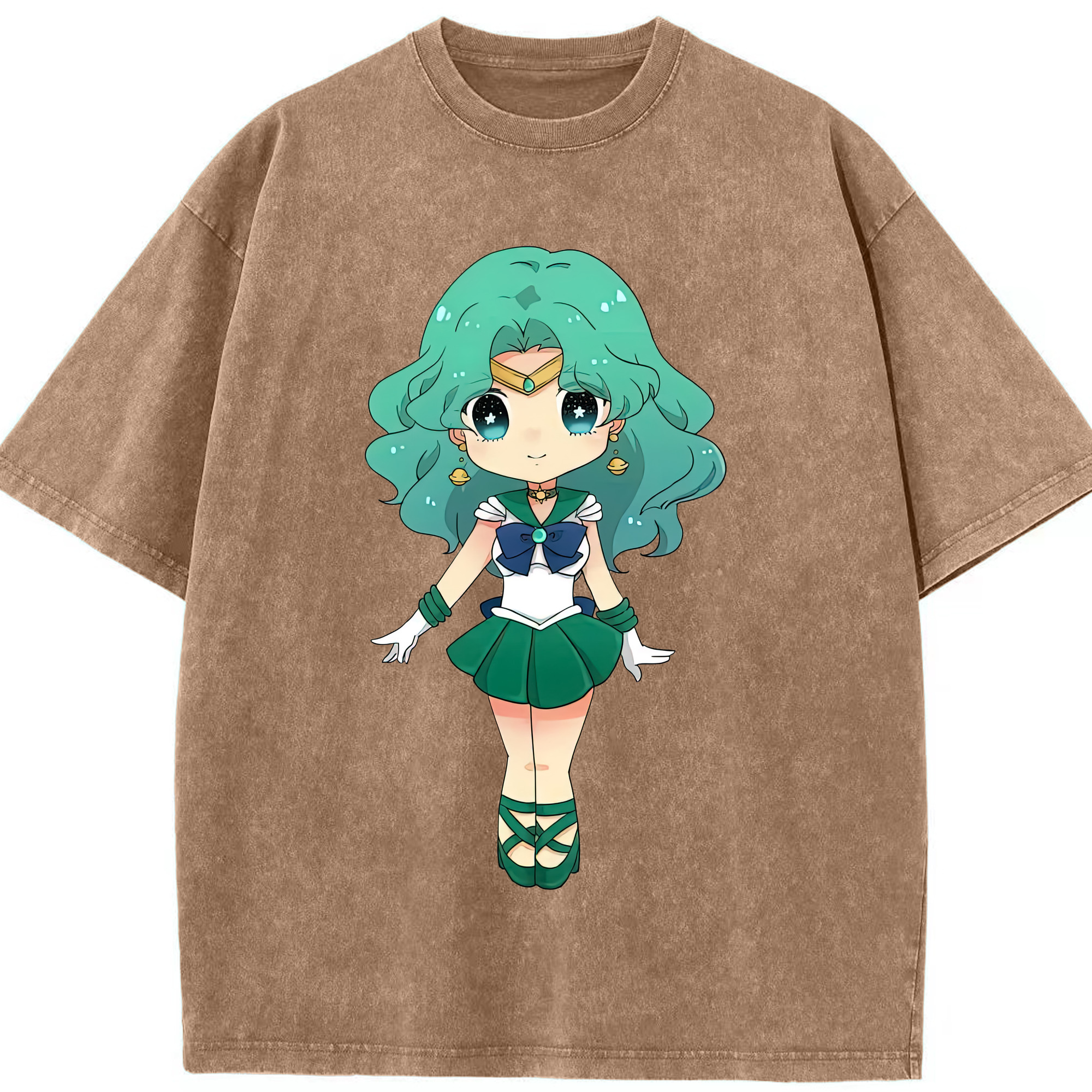 （画像用） 美少女戦士セーラームーン 海王 みちる（かいおう みちる） Sailor Moon Kaiou Michiru 綿100% ヴィンテージ風 半袖Tシャツ（フロントプリント）