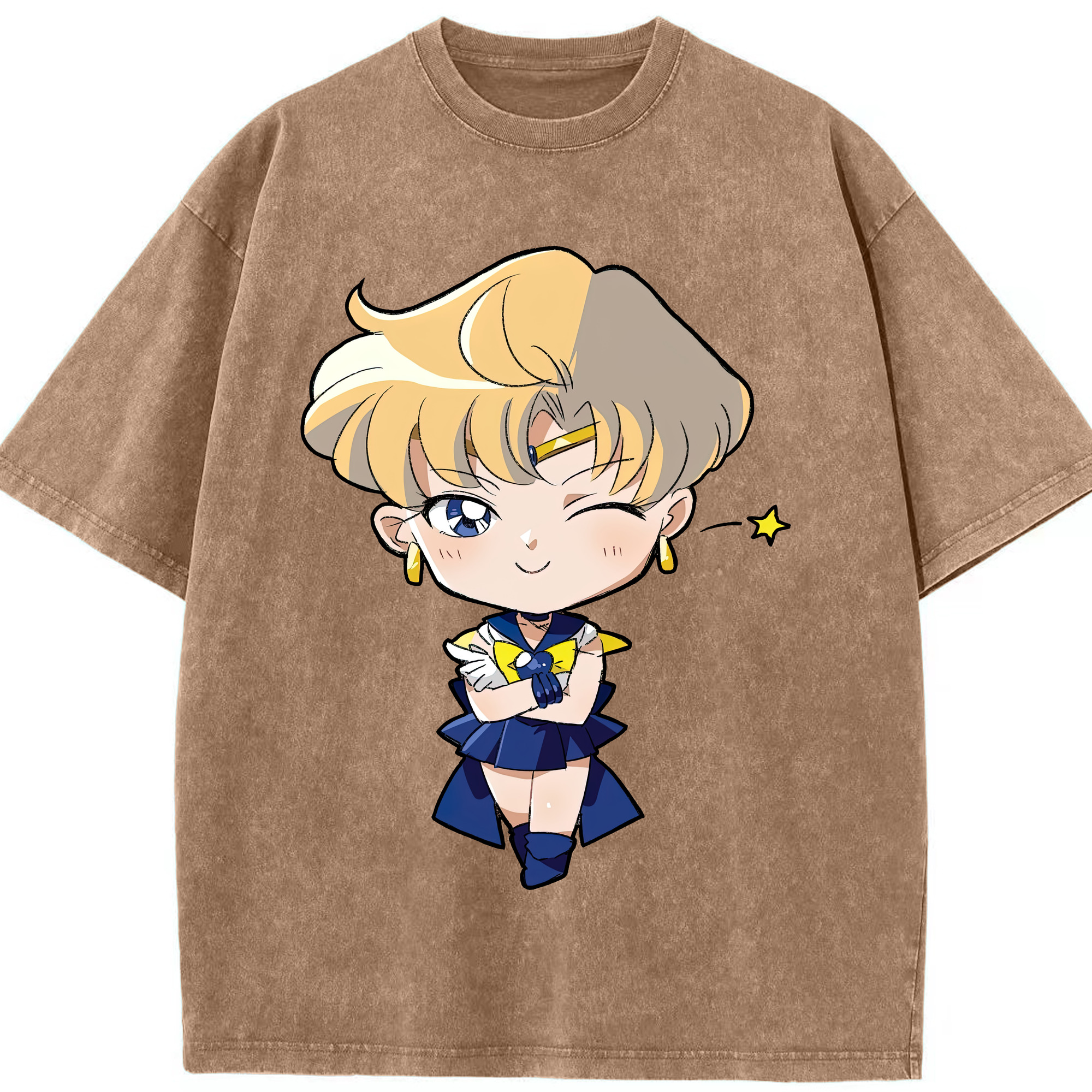 （画像用） 美少女戦士セーラームーン 天王はるか Sailor Moon Tenoh Haruka 綿100% ヴィンテージ風 半袖Tシャツ（フロントプリント）