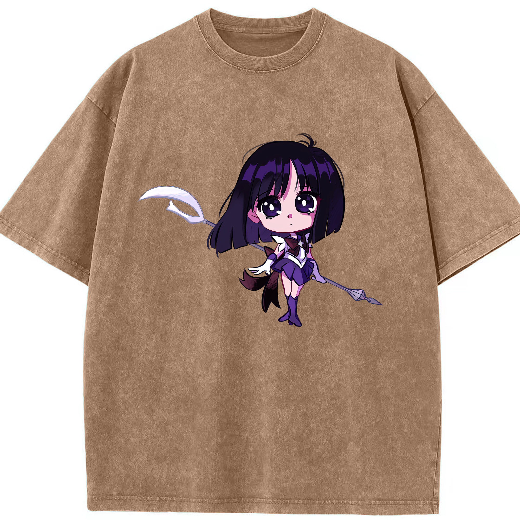 （画像用） 美少女戦士セーラームーン 土萠ほたる Sailor Moon Tomoe Hotaru （セーラーサターン；Sailor Saturn） 綿100% ヴィンテージ風 半袖Tシャツ（フロントプリント）