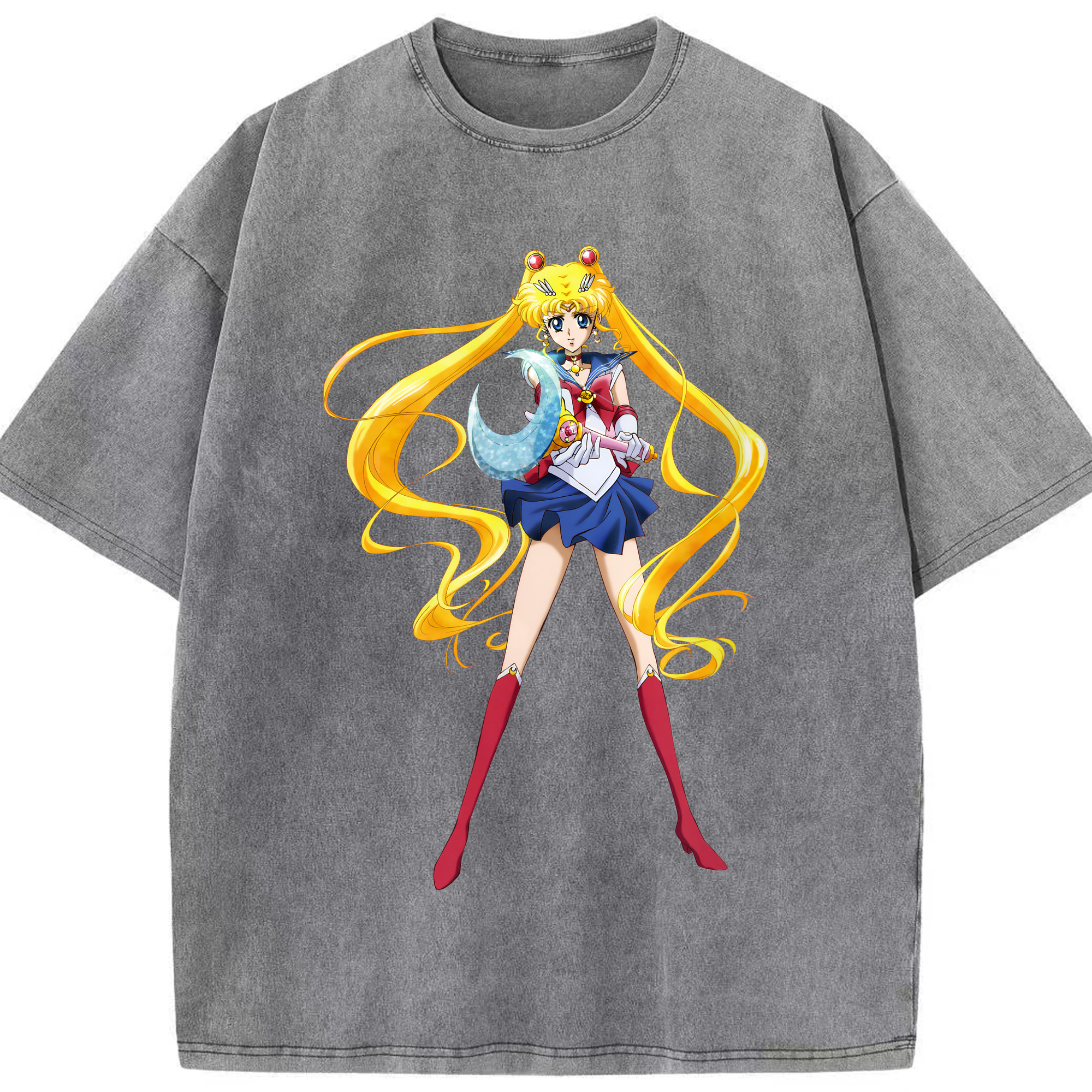 （画像用） 美少女戦士セーラームーン 月野 うさぎ つきの うさぎ Sailor Moon Tsukino Usagi 綿100% ヴィンテージ風 半袖Tシャツ（フロントプリント）