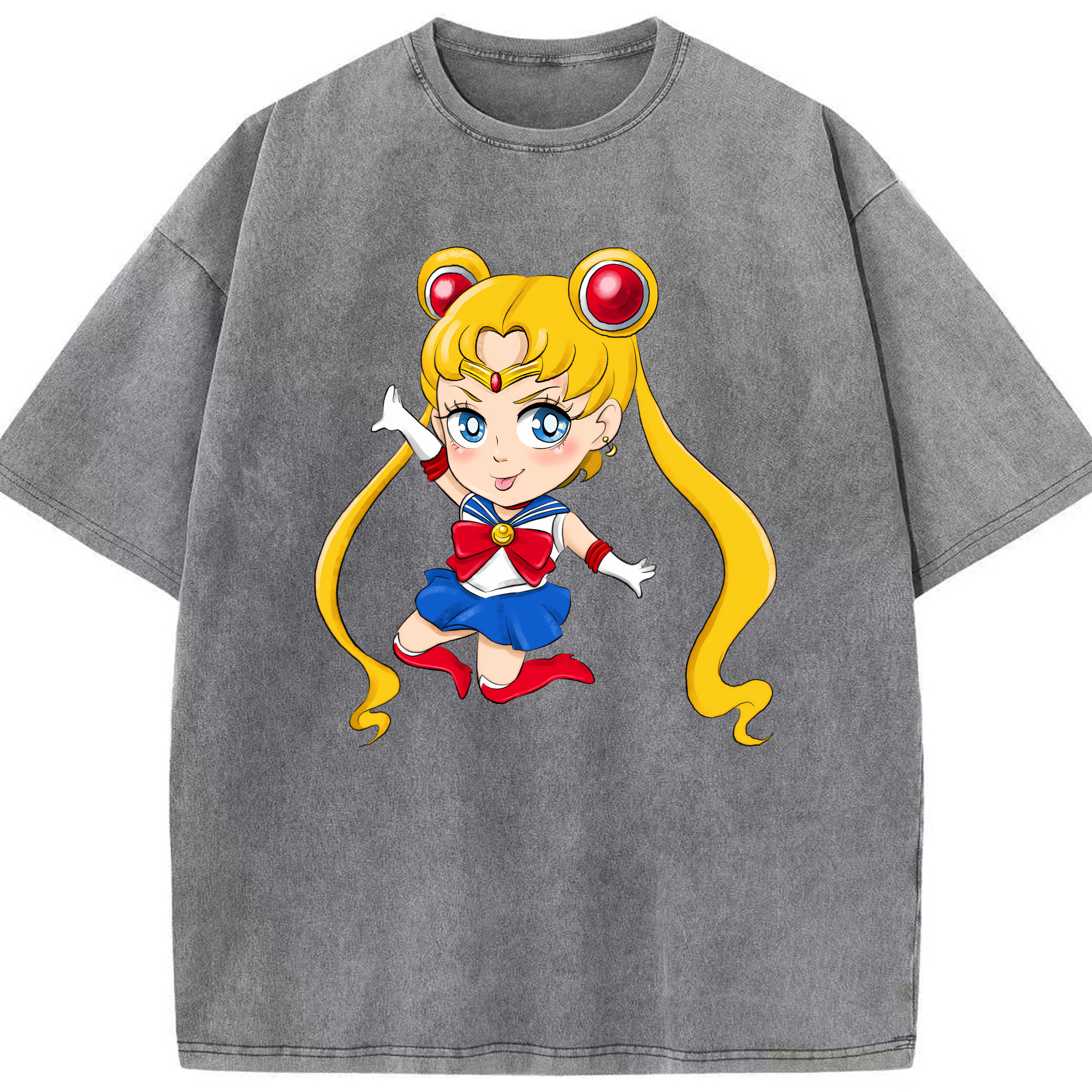 （画像用） 美少女戦士セーラームーン 月野 うさぎ つきの うさぎ Sailor Moon Tsukino Usagi 綿100% ヴィンテージ風 半袖Tシャツ（フロントプリント）