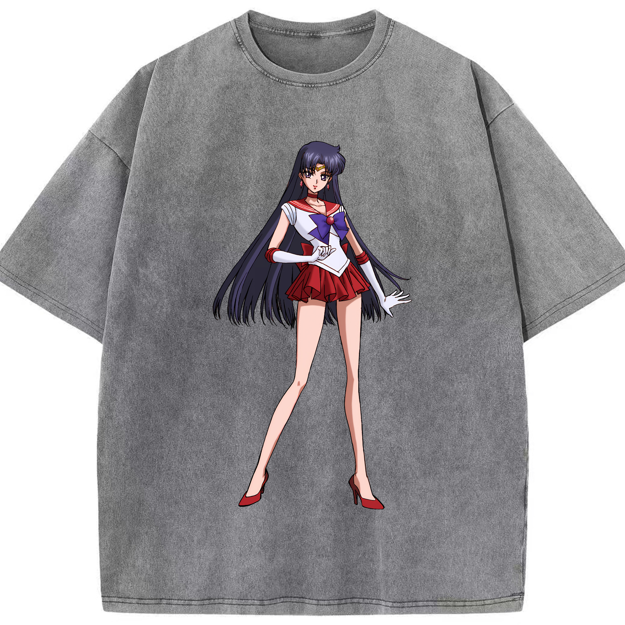（画像用） 美少女戦士セーラームーン 火野レイ ひの レイ Sailor Moon Hino Rei （セーラーマーズ,Sailor Mars） 綿100% ヴィンテージ風 半袖Tシャツ（フロントプリント）
