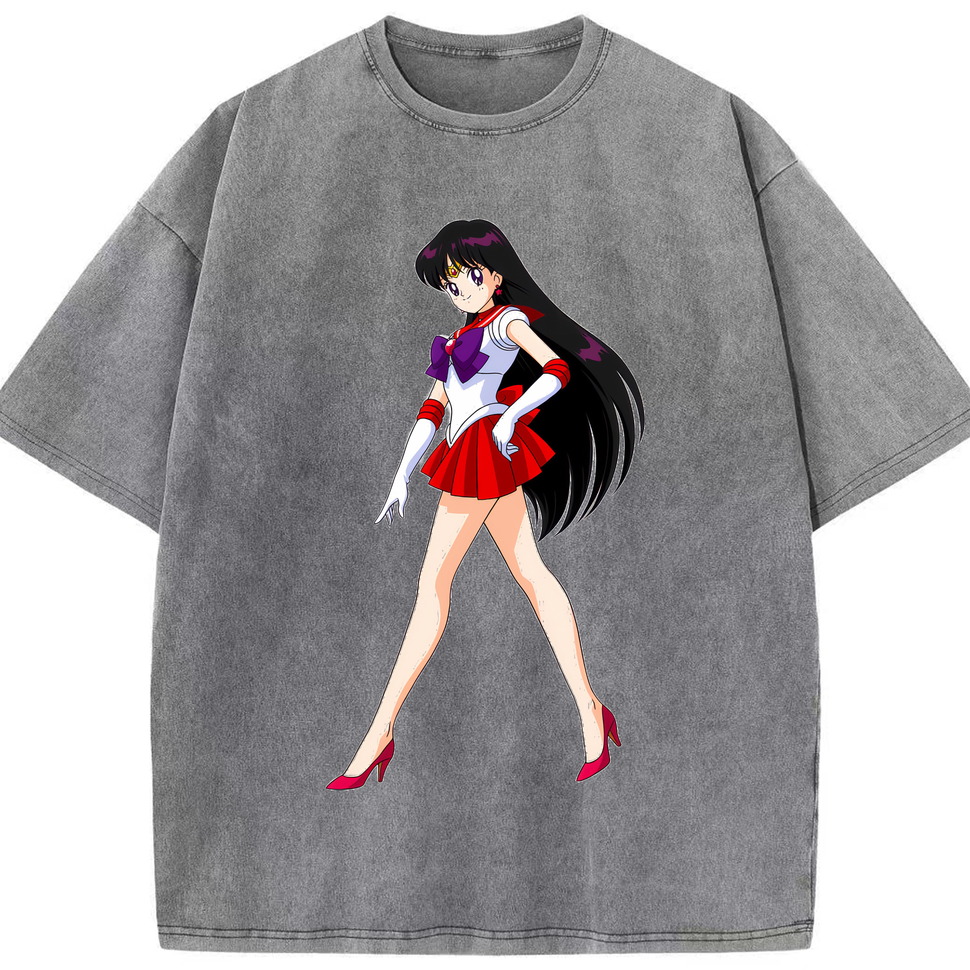 （画像用） 美少女戦士セーラームーン 火野レイ ひの レイ Sailor Moon Hino Rei （セーラーマーズ,Sailor Mars） 綿100% ヴィンテージ風 半袖Tシャツ（フロントプリント）
