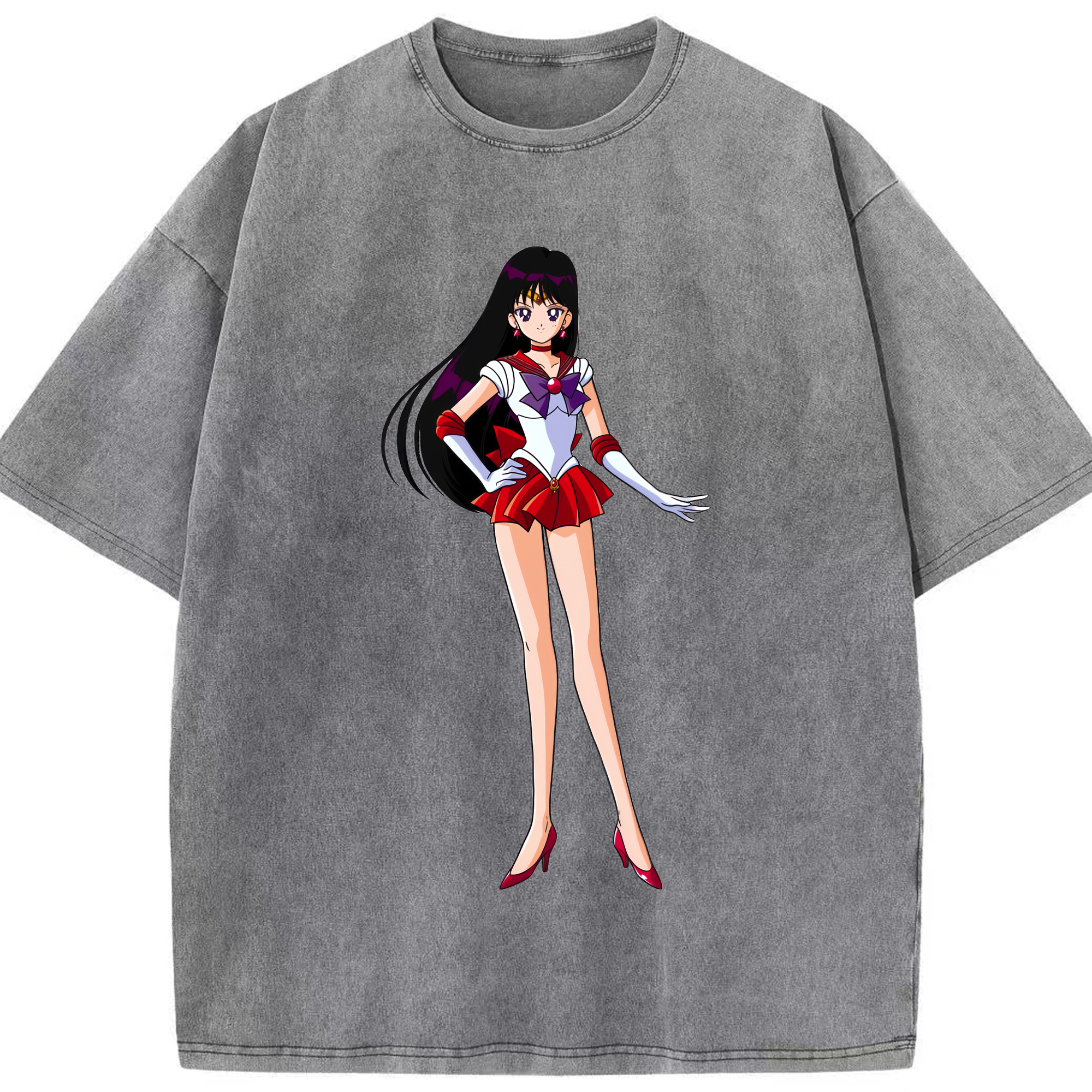 （画像用） 美少女戦士セーラームーン 火野レイ ひの レイ Sailor Moon Hino Rei （セーラーマーズ,Sailor Mars） 綿100% ヴィンテージ風 半袖Tシャツ（フロントプリント）