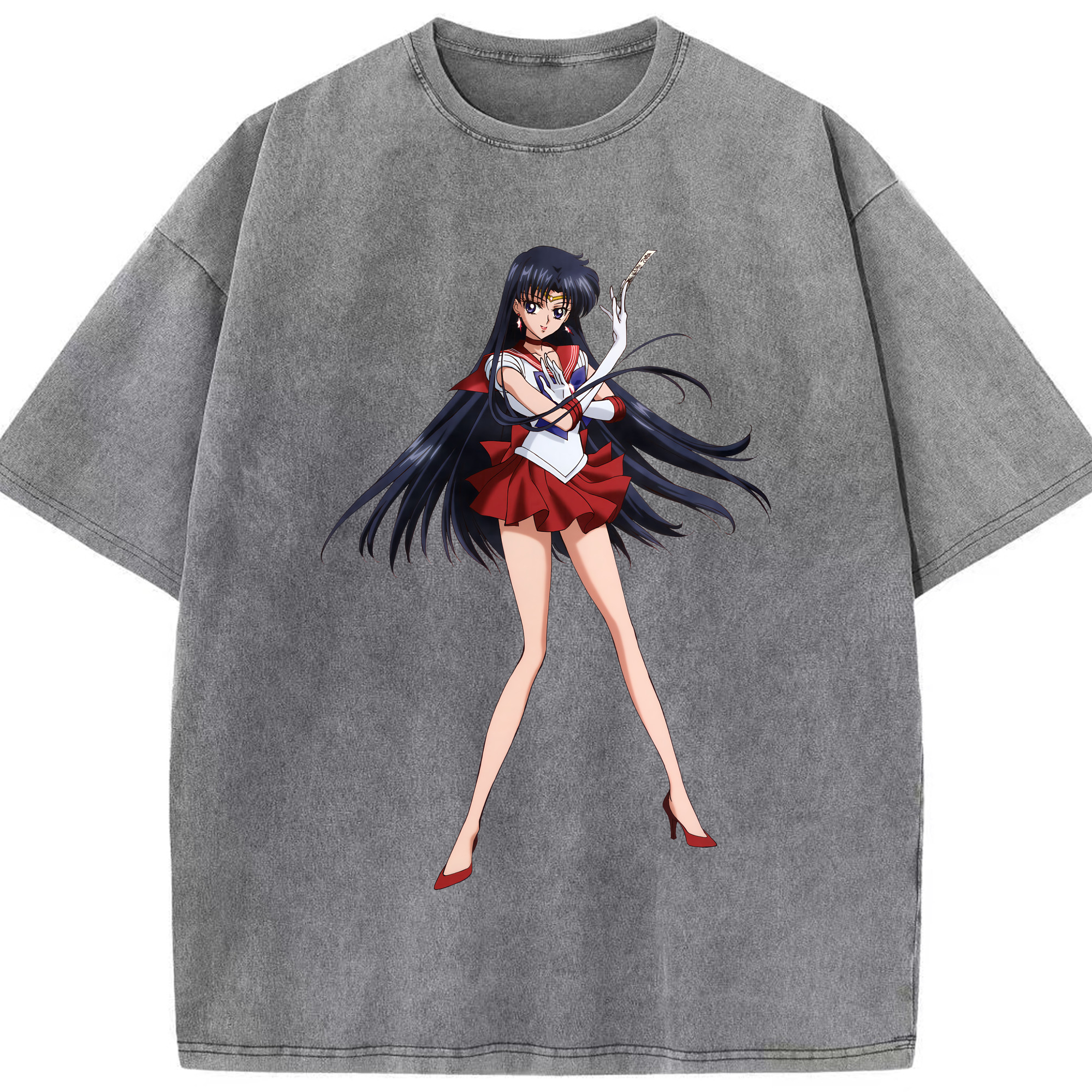 （画像用） 美少女戦士セーラームーン 火野レイ ひの レイ Sailor Moon Hino Rei （セーラーマーズ,Sailor Mars） 綿100% ヴィンテージ風 半袖Tシャツ（フロントプリント）