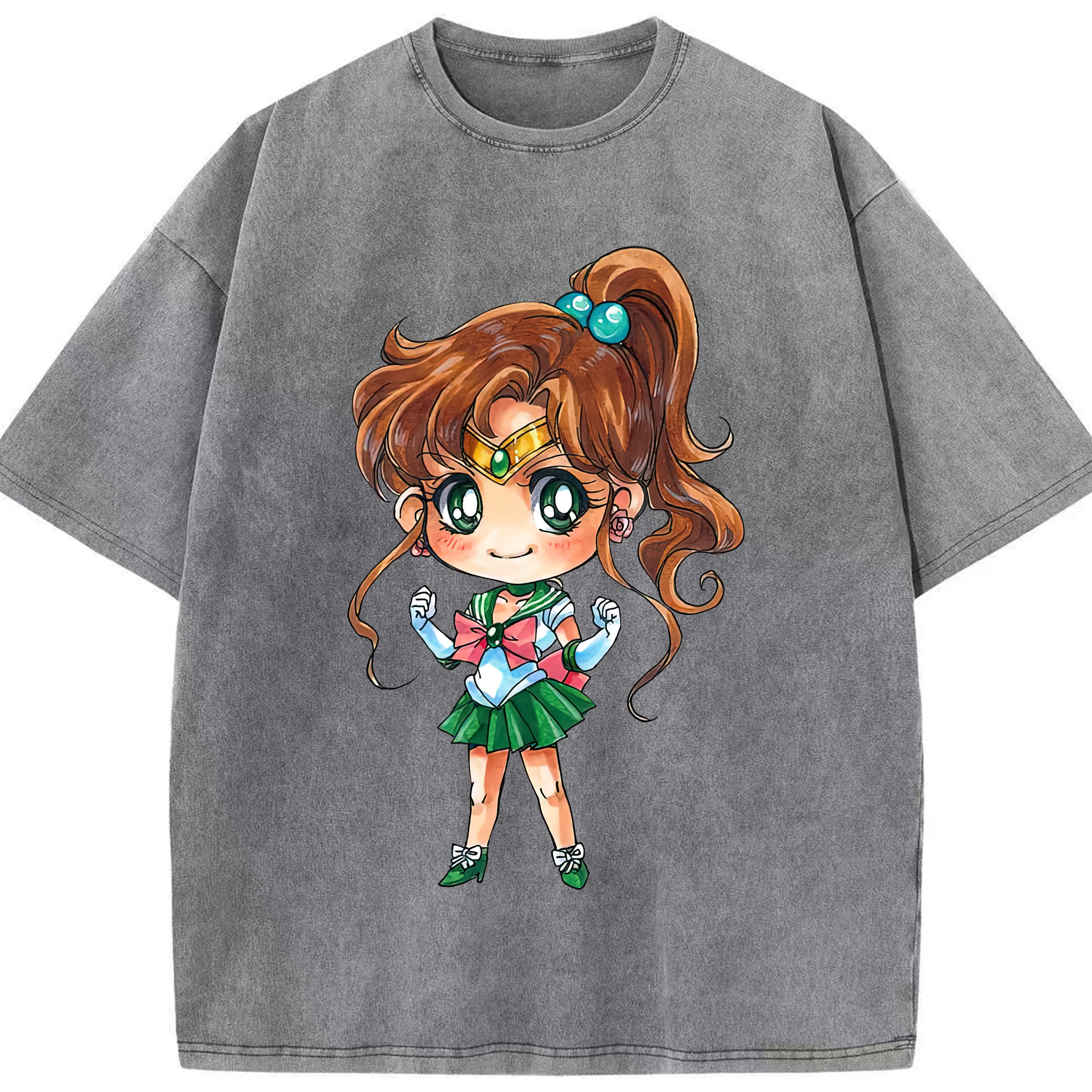 （画像用） 美少女戦士セーラームーン 木野 まこと きの まこと Sailor Moon Kino Makoto （セーラージュピター；Sailor Jupiter） 綿100% ヴィンテージ風 半袖Tシャツ（フロントプリント）