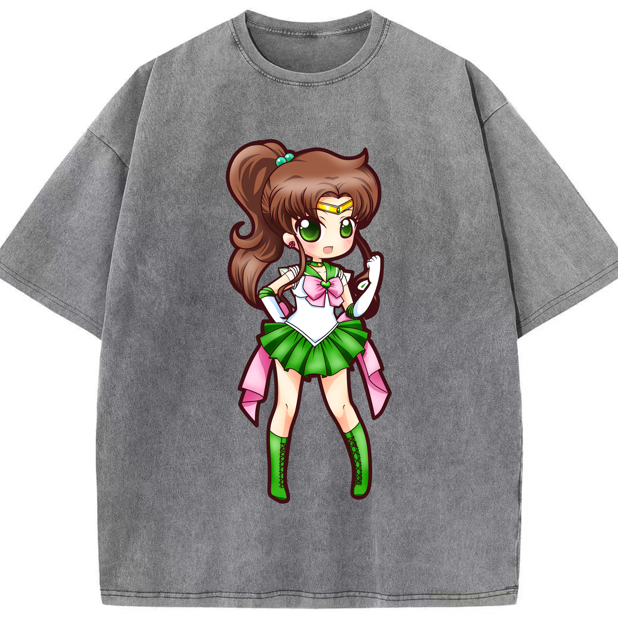 （画像用） 美少女戦士セーラームーン 木野 まこと きの まこと Sailor Moon Kino Makoto （セーラージュピター；Sailor Jupiter） 綿100% ヴィンテージ風 半袖Tシャツ（フロントプリント）