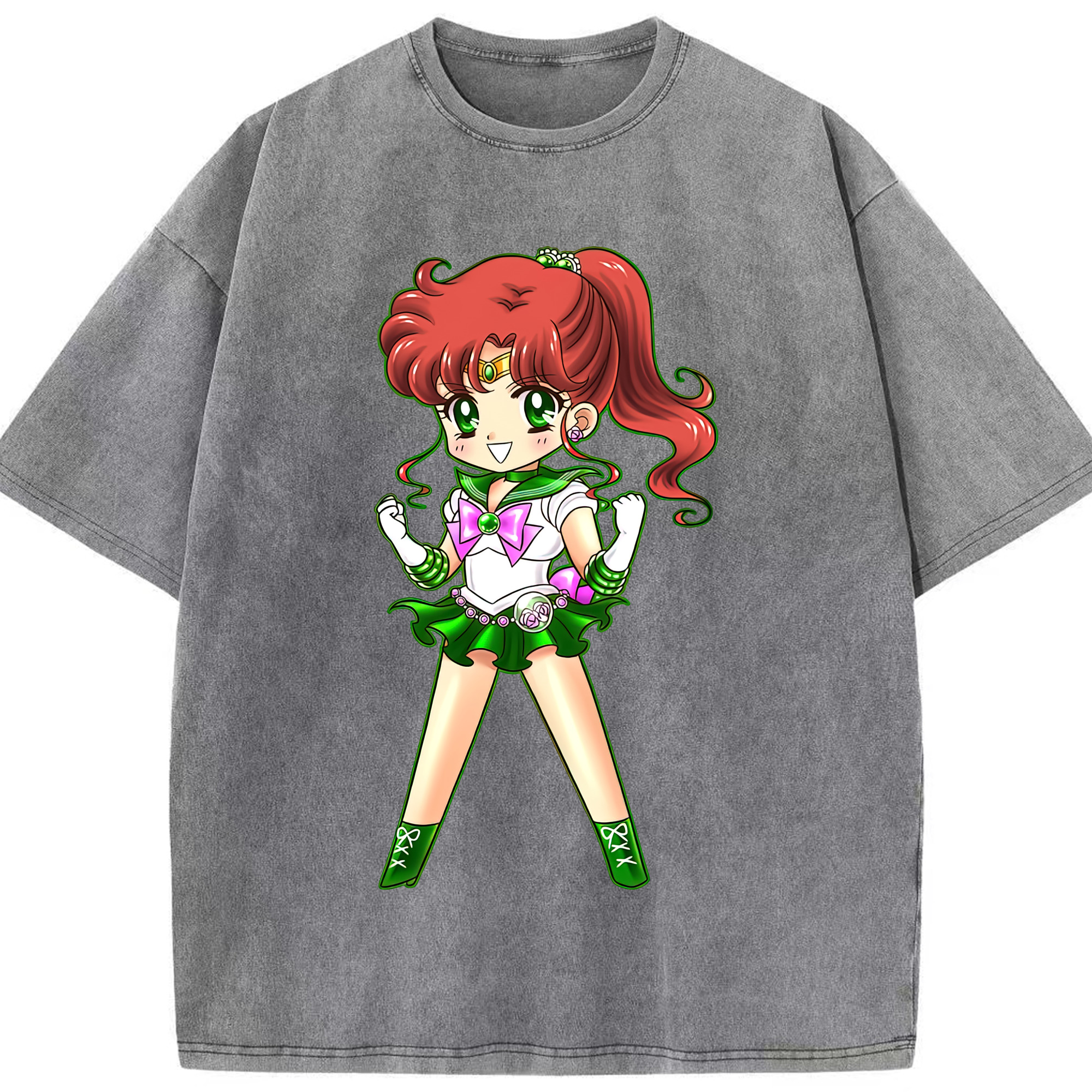 （画像用） 美少女戦士セーラームーン 木野 まこと きの まこと Sailor Moon Kino Makoto （セーラージュピター；Sailor Jupiter） 綿100% ヴィンテージ風 半袖Tシャツ（フロントプリント）