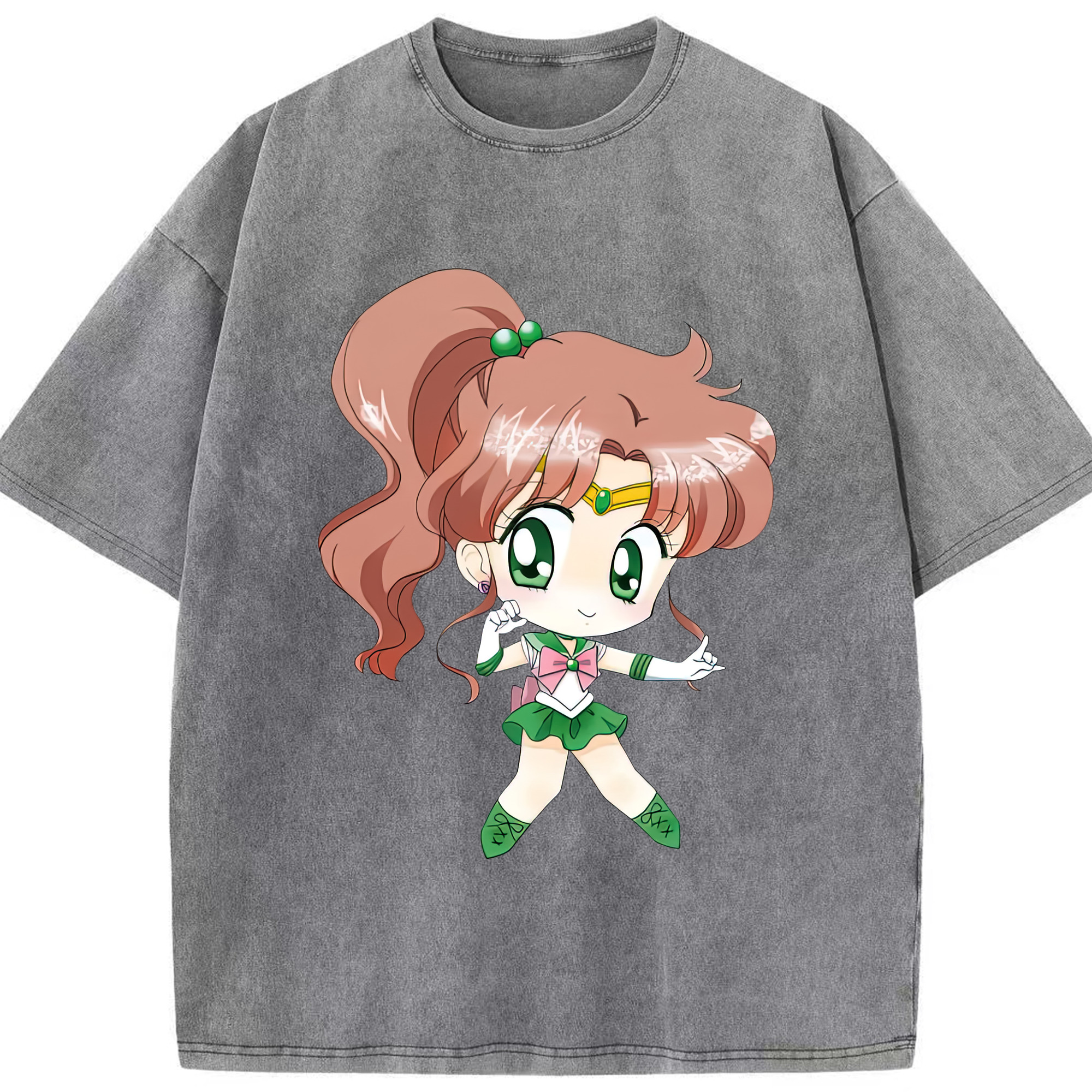 （画像用） 美少女戦士セーラームーン 木野 まこと きの まこと Sailor Moon Kino Makoto （セーラージュピター；Sailor Jupiter） 綿100% ヴィンテージ風 半袖Tシャツ（フロントプリント）