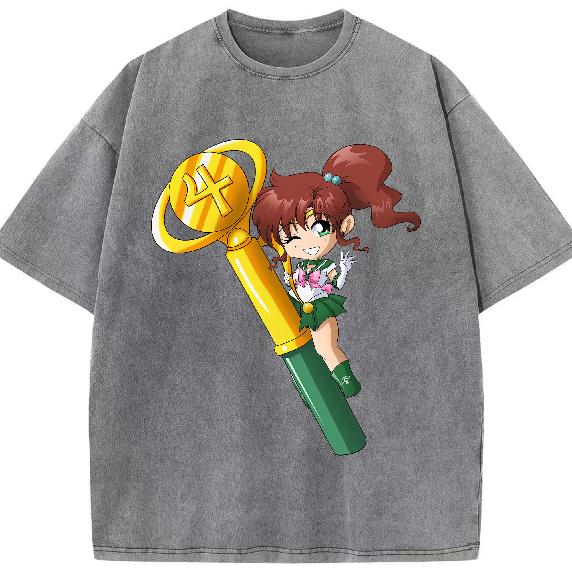 （画像用） 美少女戦士セーラームーン 木野 まこと きの まこと Sailor Moon Kino Makoto （セーラージュピター；Sailor Jupiter） 綿100% ヴィンテージ風 半袖Tシャツ（フロントプリント）