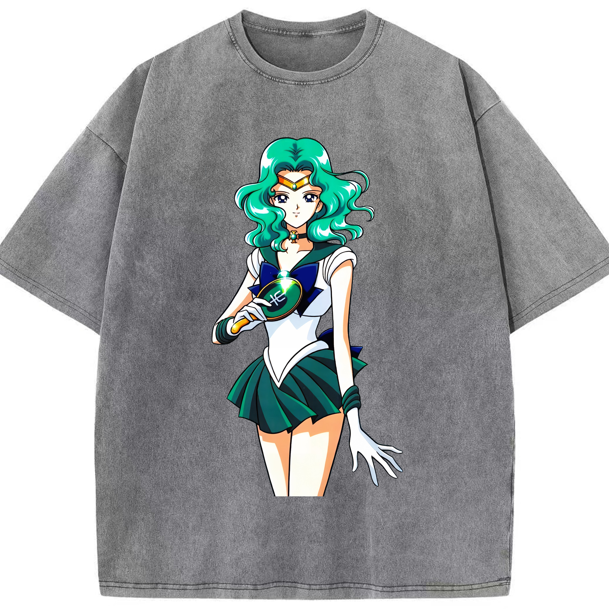 （画像用） 美少女戦士セーラームーン 海王 みちる（かいおう みちる） Sailor Moon Kaiou Michiru 綿100% ヴィンテージ風 半袖Tシャツ（フロントプリント）