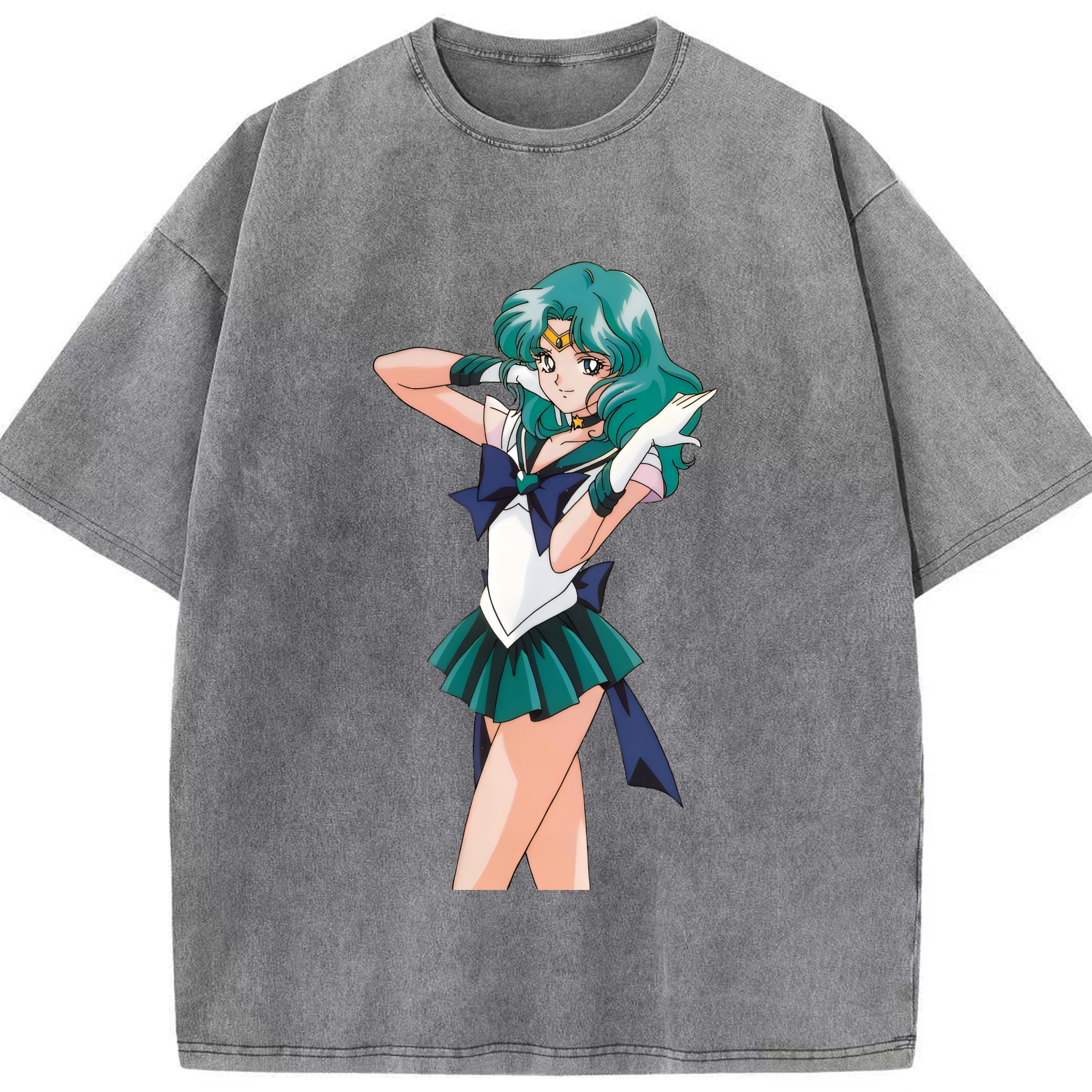 （画像用） 美少女戦士セーラームーン 海王 みちる（かいおう みちる） Sailor Moon Kaiou Michiru 綿100% ヴィンテージ風 半袖Tシャツ（フロントプリント）
