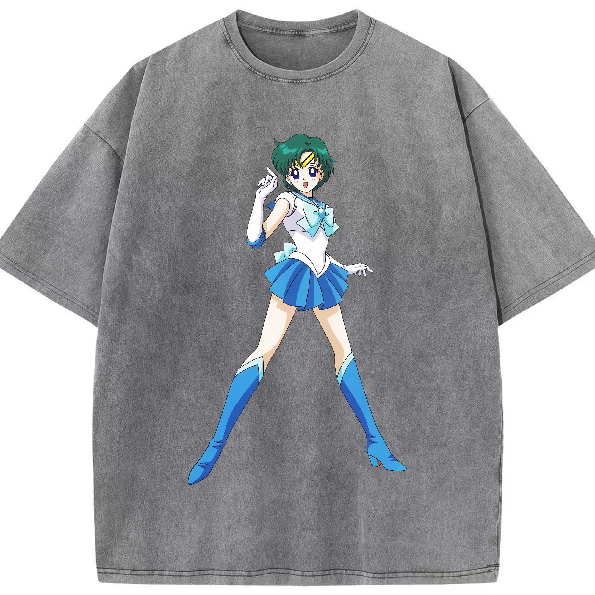 （画像用） 美少女戦士セーラームーン 海王 みちる（かいおう みちる） Sailor Moon Kaiou Michiru 綿100% ヴィンテージ風 半袖Tシャツ（フロントプリント）