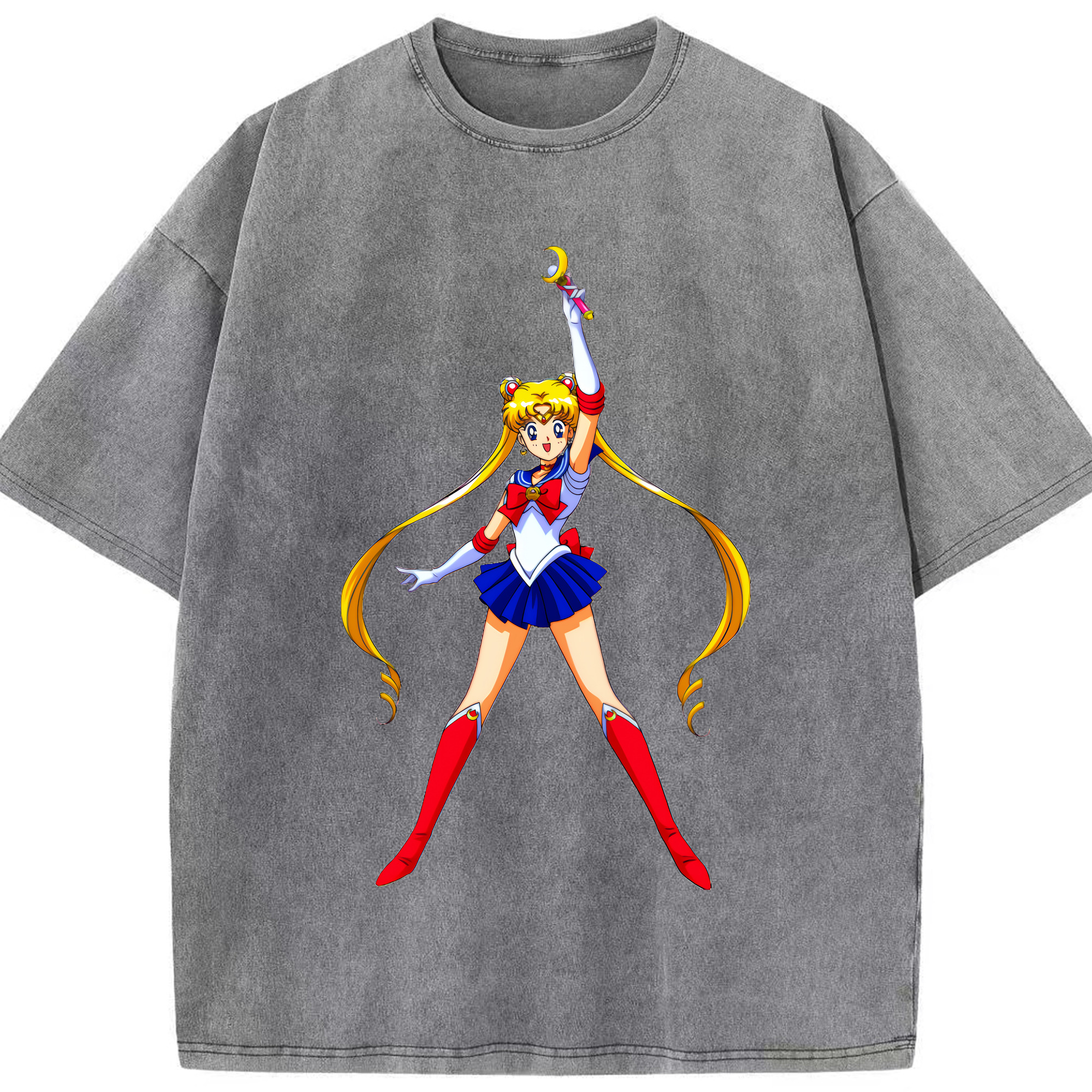 （画像用） 美少女戦士セーラームーン 月野 うさぎ つきの うさぎ Sailor Moon Tsukino Usagi 綿100% ヴィンテージ風 半袖Tシャツ（フロントプリント）
