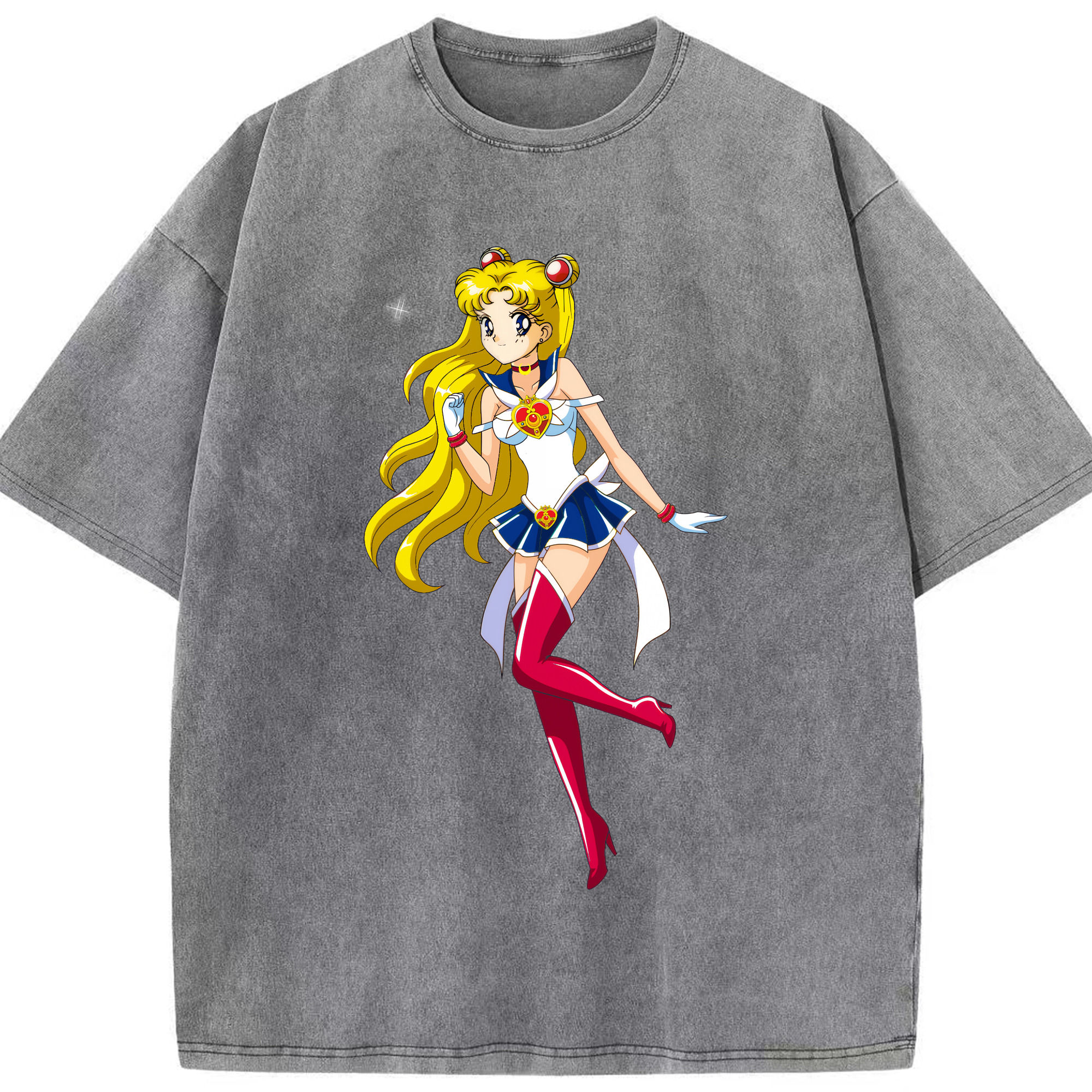 （画像用） 美少女戦士セーラームーン 月野 うさぎ つきの うさぎ Sailor Moon Tsukino Usagi 綿100% ヴィンテージ風 半袖Tシャツ（フロントプリント）