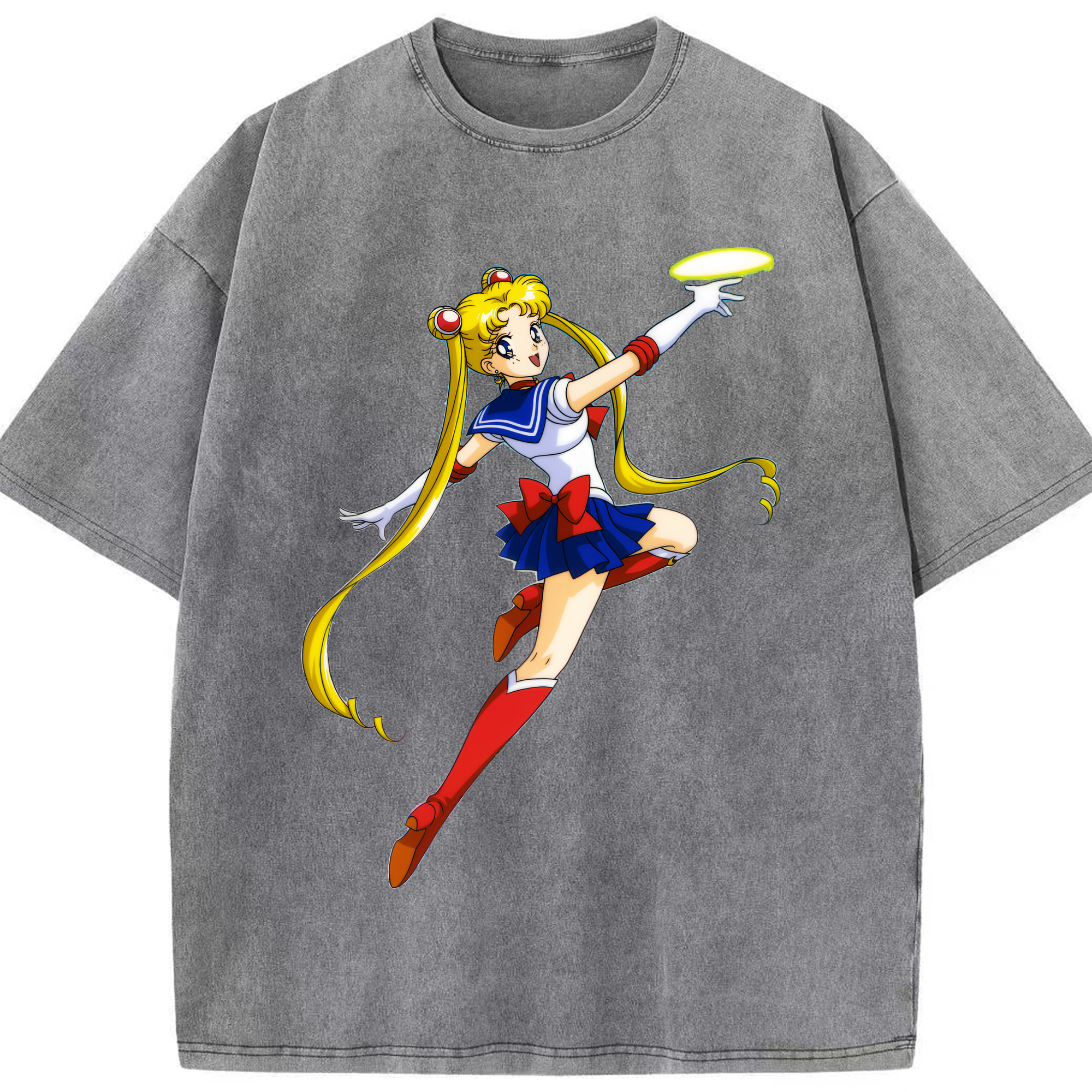 （画像用） 美少女戦士セーラームーン 月野 うさぎ つきの うさぎ Sailor Moon Tsukino Usagi 綿100% ヴィンテージ風 半袖Tシャツ（フロントプリント）