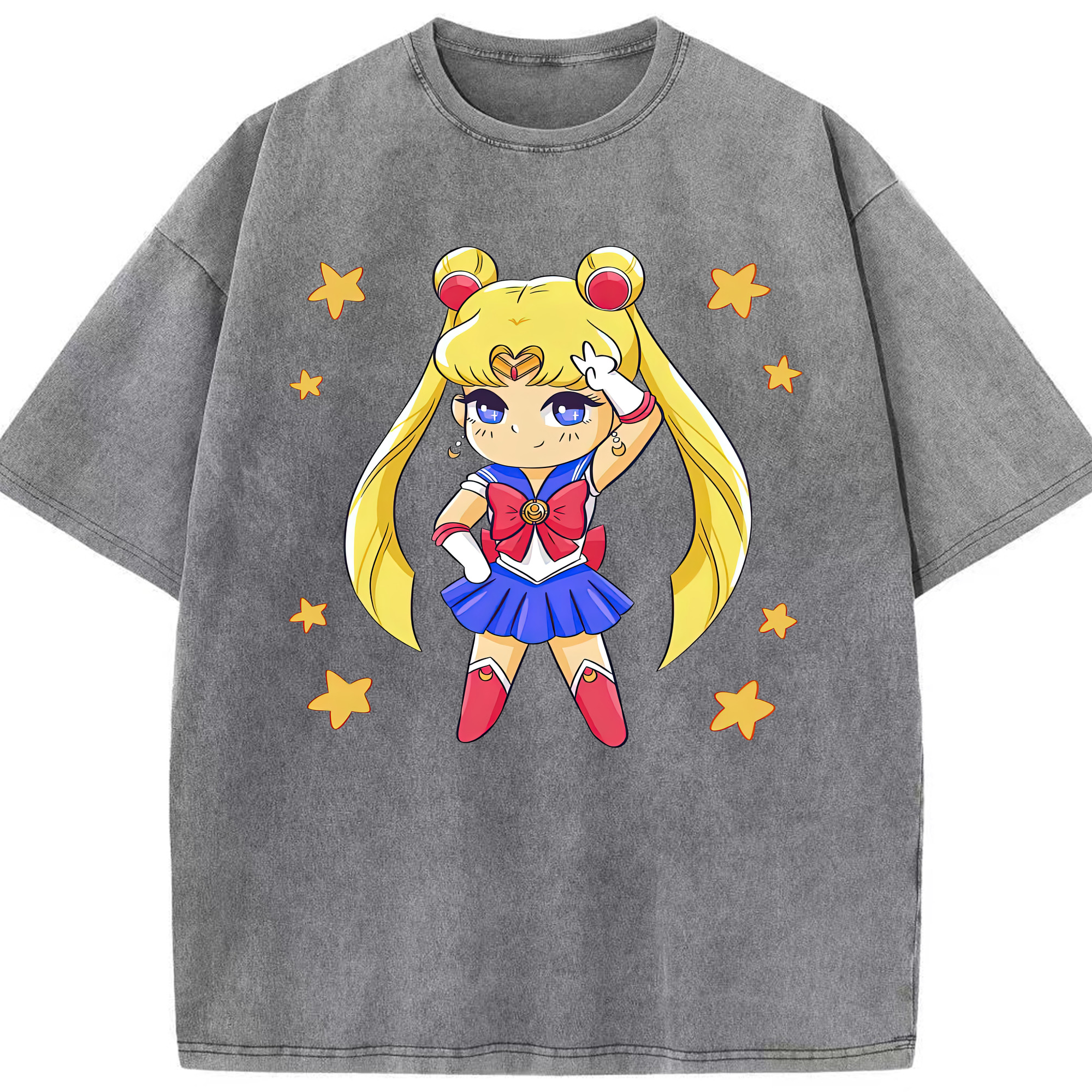 （画像用） 美少女戦士セーラームーン 月野 うさぎ つきの うさぎ Sailor Moon Tsukino Usagi 綿100% ヴィンテージ風 半袖Tシャツ（フロントプリント）