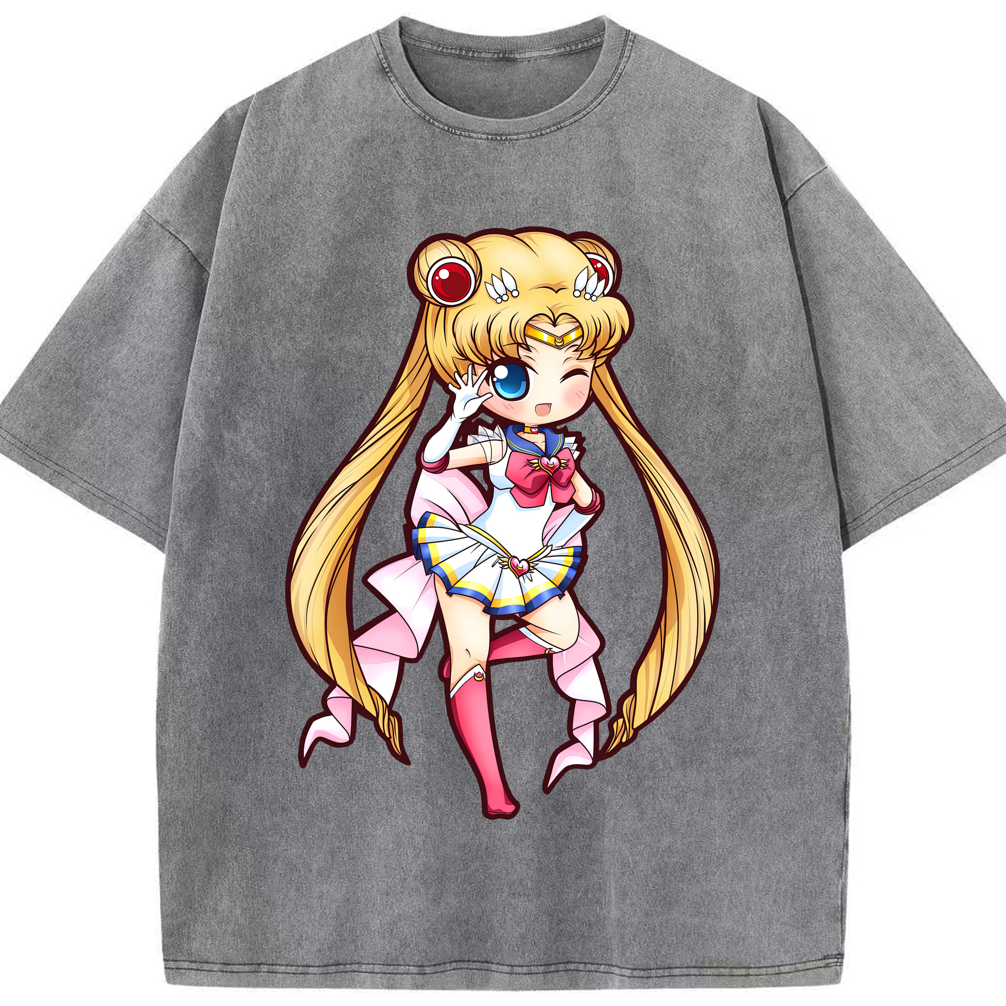 （画像用） 美少女戦士セーラームーン 月野 うさぎ つきの うさぎ Sailor Moon Tsukino Usagi 綿100% ヴィンテージ風 半袖Tシャツ（フロントプリント）