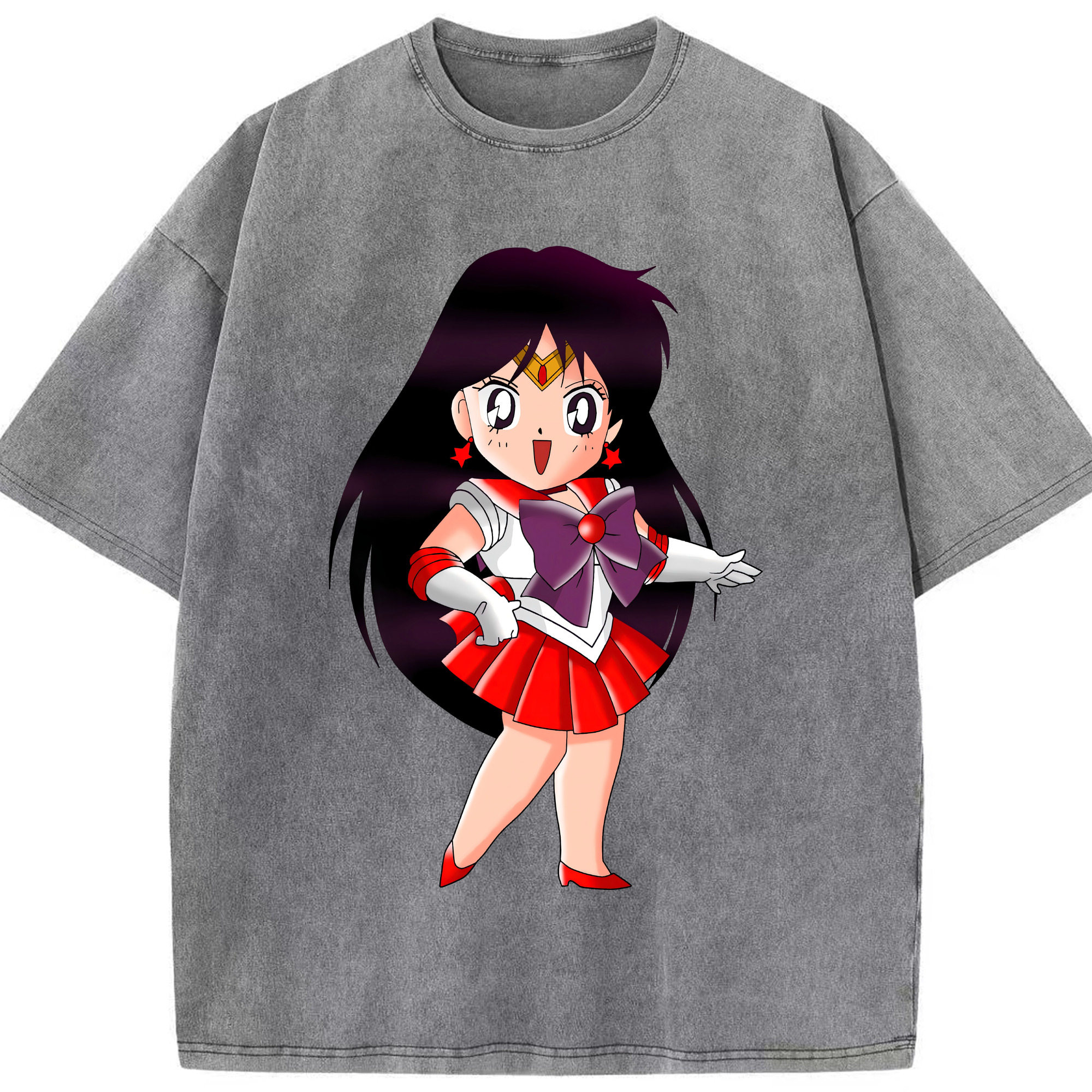 （画像用） 美少女戦士セーラームーン 火野レイ ひの レイ Sailor Moon Hino Rei （セーラーマーズ,Sailor Mars） 綿100% ヴィンテージ風 半袖Tシャツ（フロントプリント）