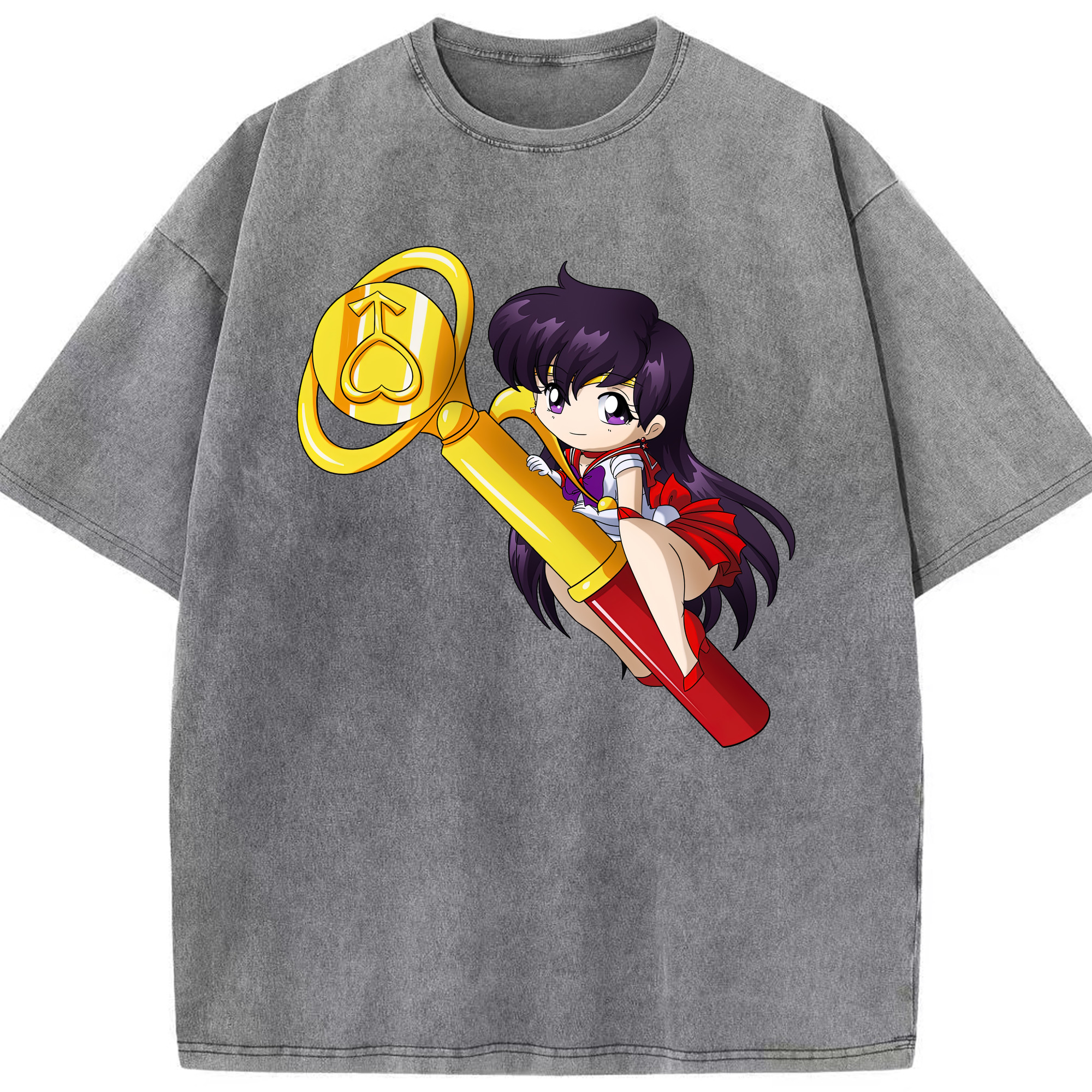 （画像用） 美少女戦士セーラームーン 火野レイ ひの レイ Sailor Moon Hino Rei （セーラーマーズ,Sailor Mars） 綿100% ヴィンテージ風 半袖Tシャツ（フロントプリント）