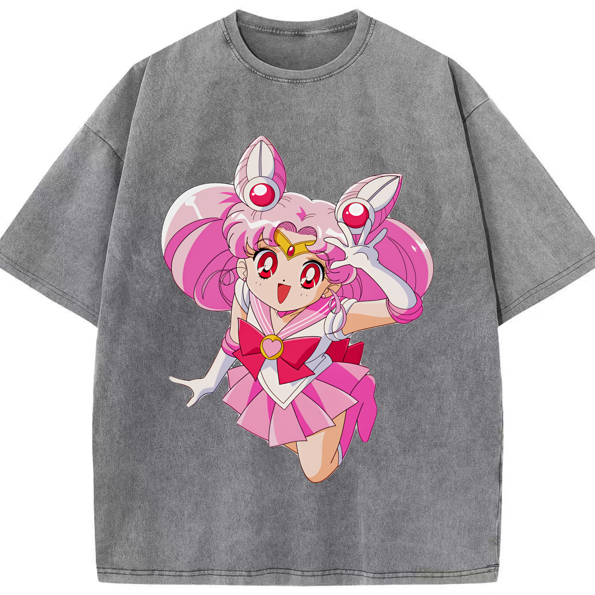 （画像用） 美少女戦士セーラームーン ちびうさ Sailor Moon Chibiusa Tsukino Usagi Small Lady Serenity 綿100% ヴィンテージ風 半袖Tシャツ（フロントプリント）