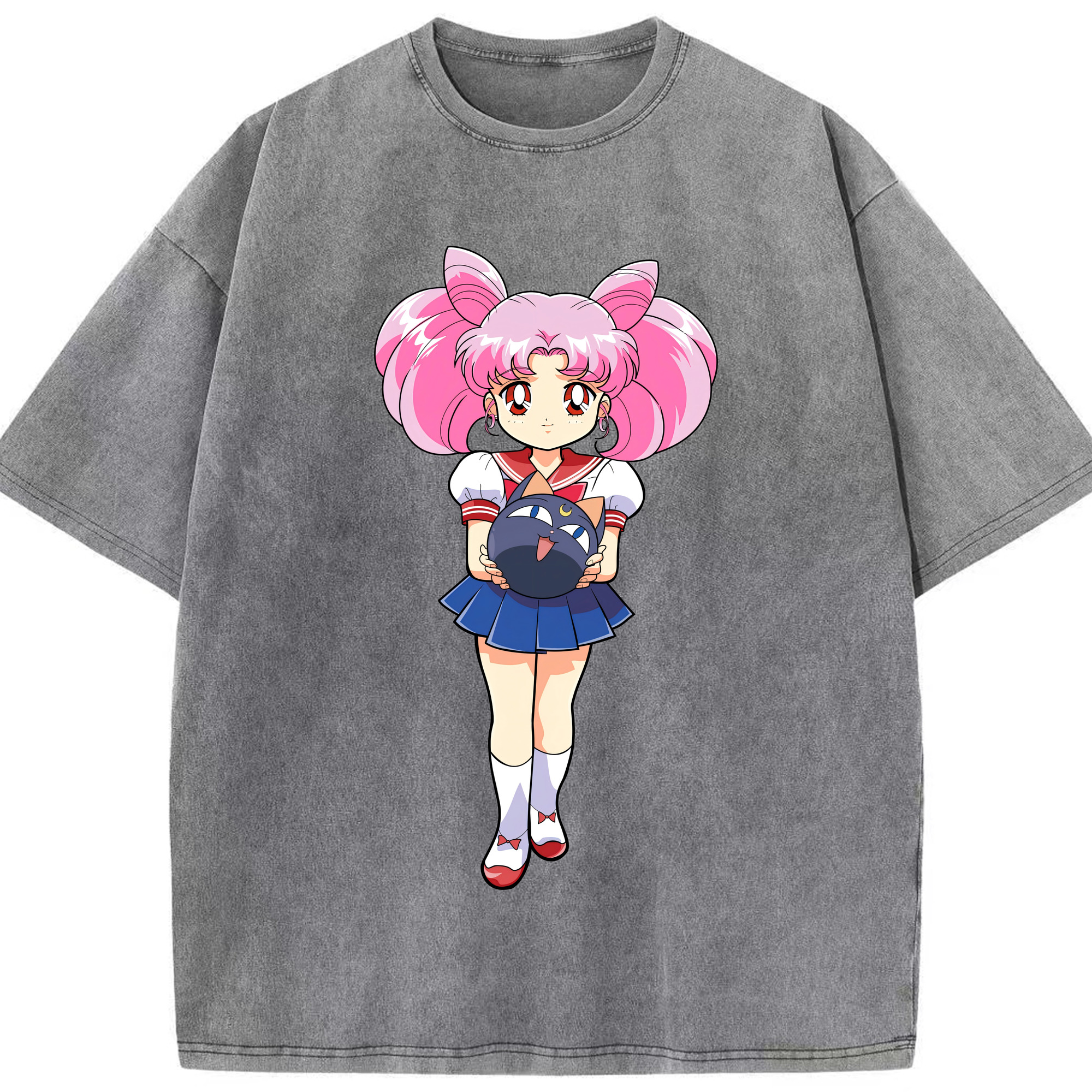 （画像用） 美少女戦士セーラームーン ちびうさ Sailor Moon Chibiusa Tsukino Usagi Small Lady Serenity 綿100% ヴィンテージ風 半袖Tシャツ（フロントプリント）