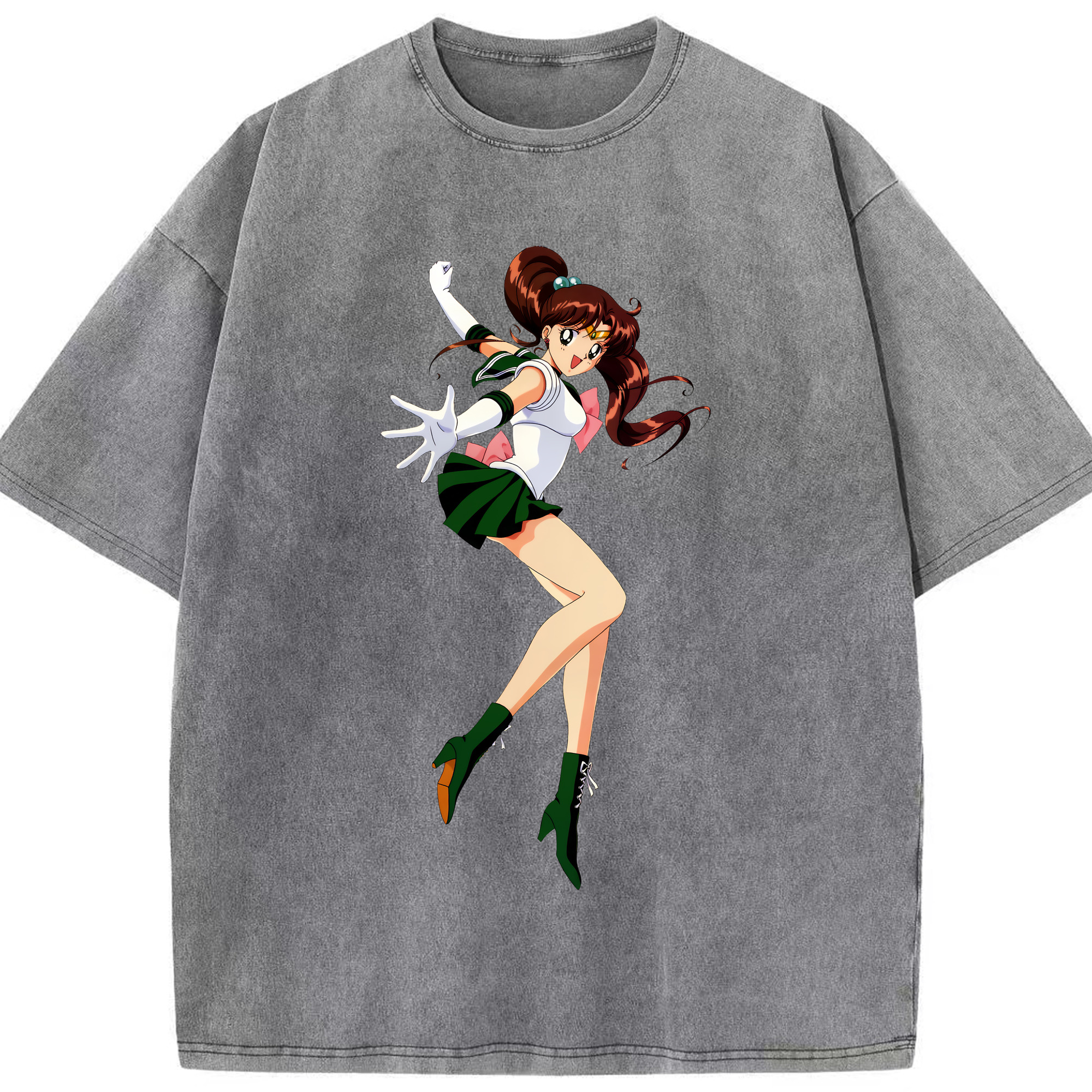 （画像用） 美少女戦士セーラームーン 木野 まこと きの まこと Sailor Moon Kino Makoto （セーラージュピター；Sailor Jupiter） 綿100% ヴィンテージ風 半袖Tシャツ（フロントプリント）