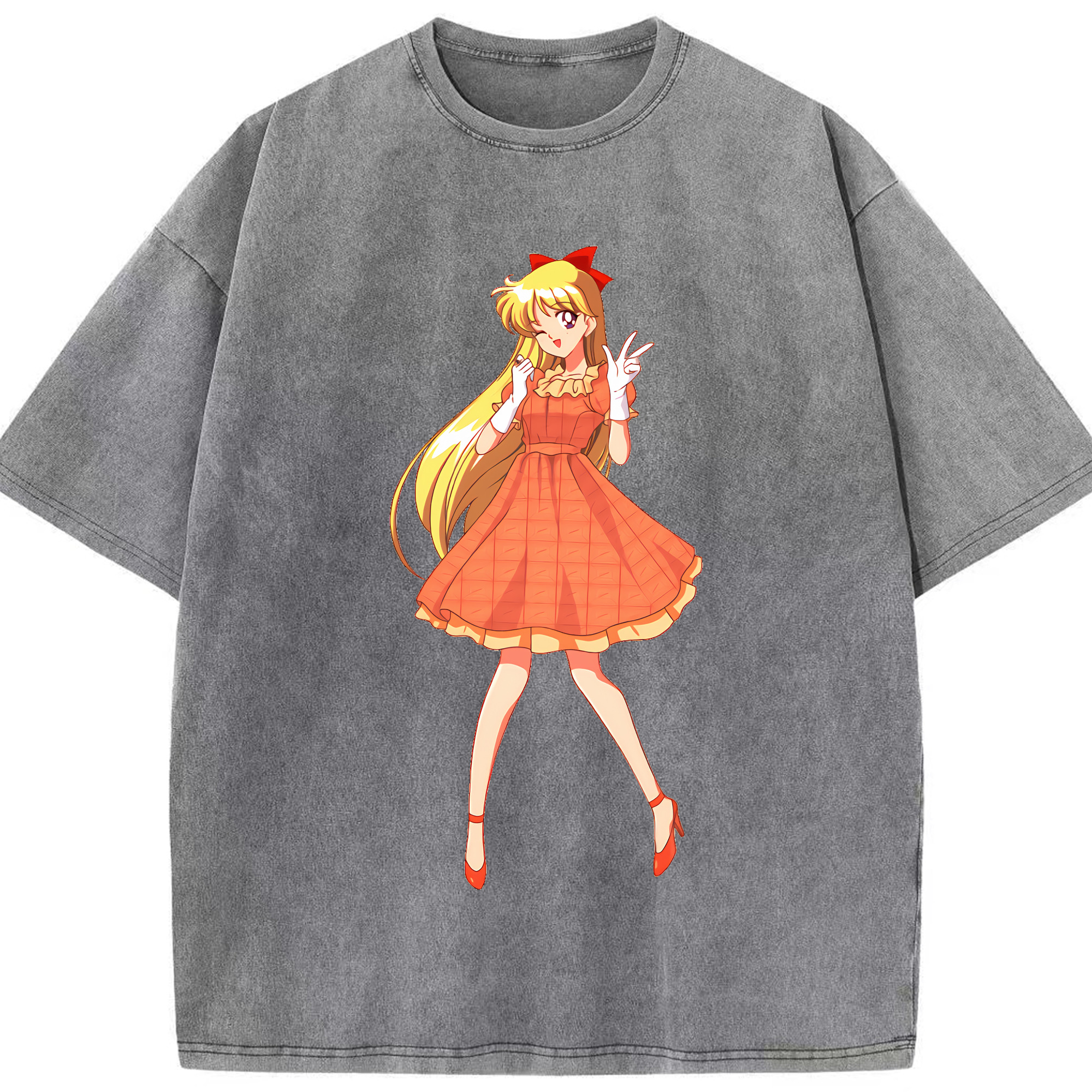 （画像用） 美少女戦士セーラームーン 愛野 美奈子 あいの みなこ Sailor Moon Aino Minako 綿100% ヴィンテージ風 半袖Tシャツ（フロントプリント）