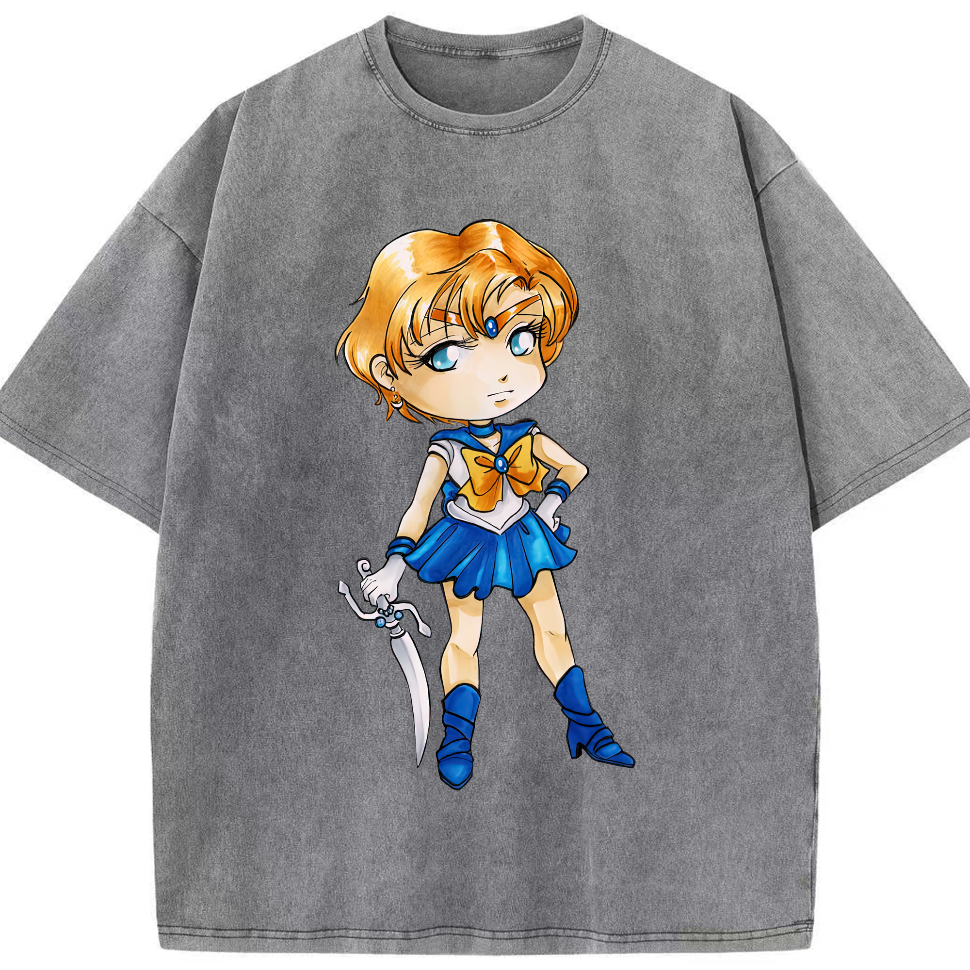 （画像用） 美少女戦士セーラームーン 天王はるか Sailor Moon Tenoh Haruka 綿100% ヴィンテージ風 半袖Tシャツ（フロントプリント）