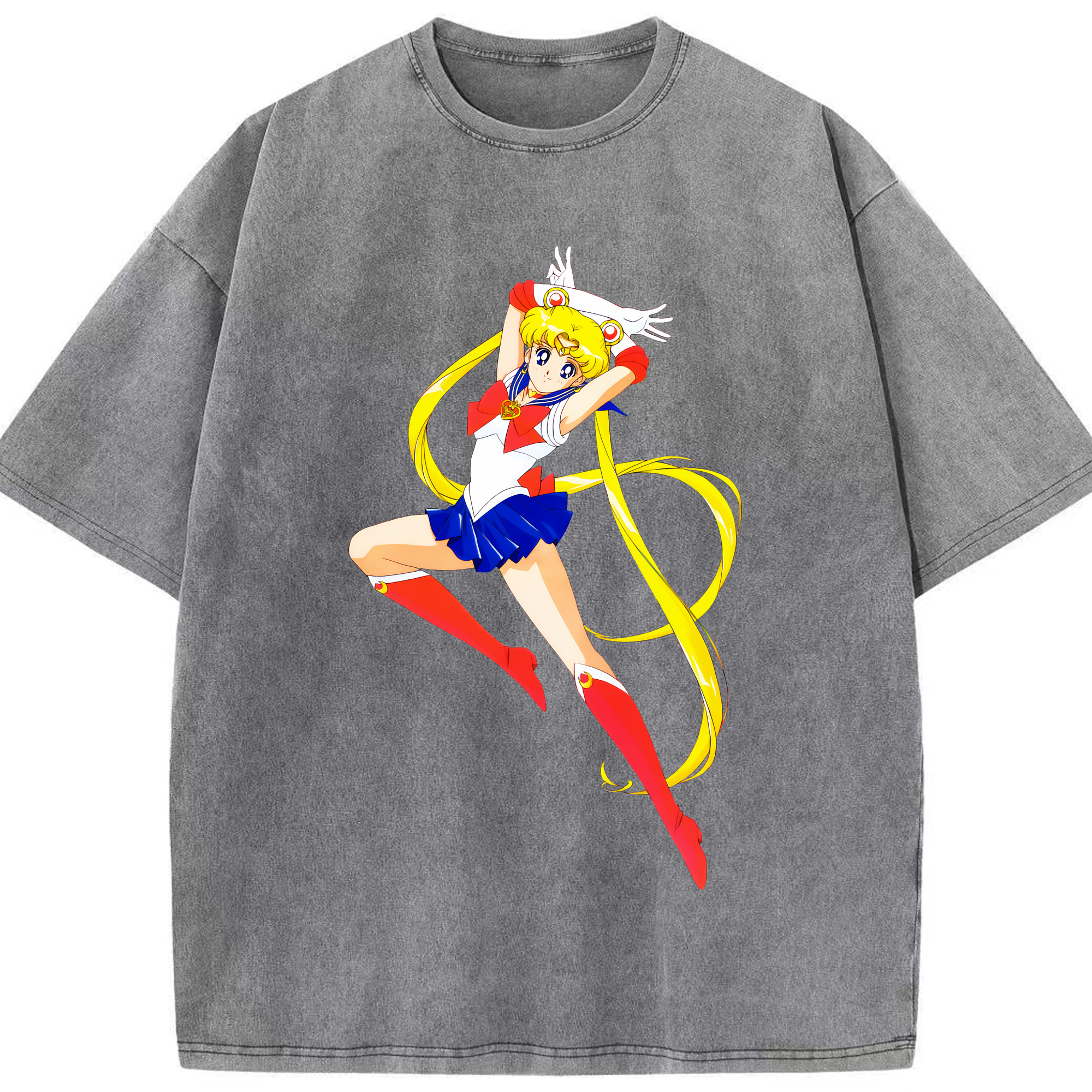 （画像用） 美少女戦士セーラームーン 月野 うさぎ つきの うさぎ Sailor Moon Tsukino Usagi 綿100% ヴィンテージ風 半袖Tシャツ（フロントプリント）