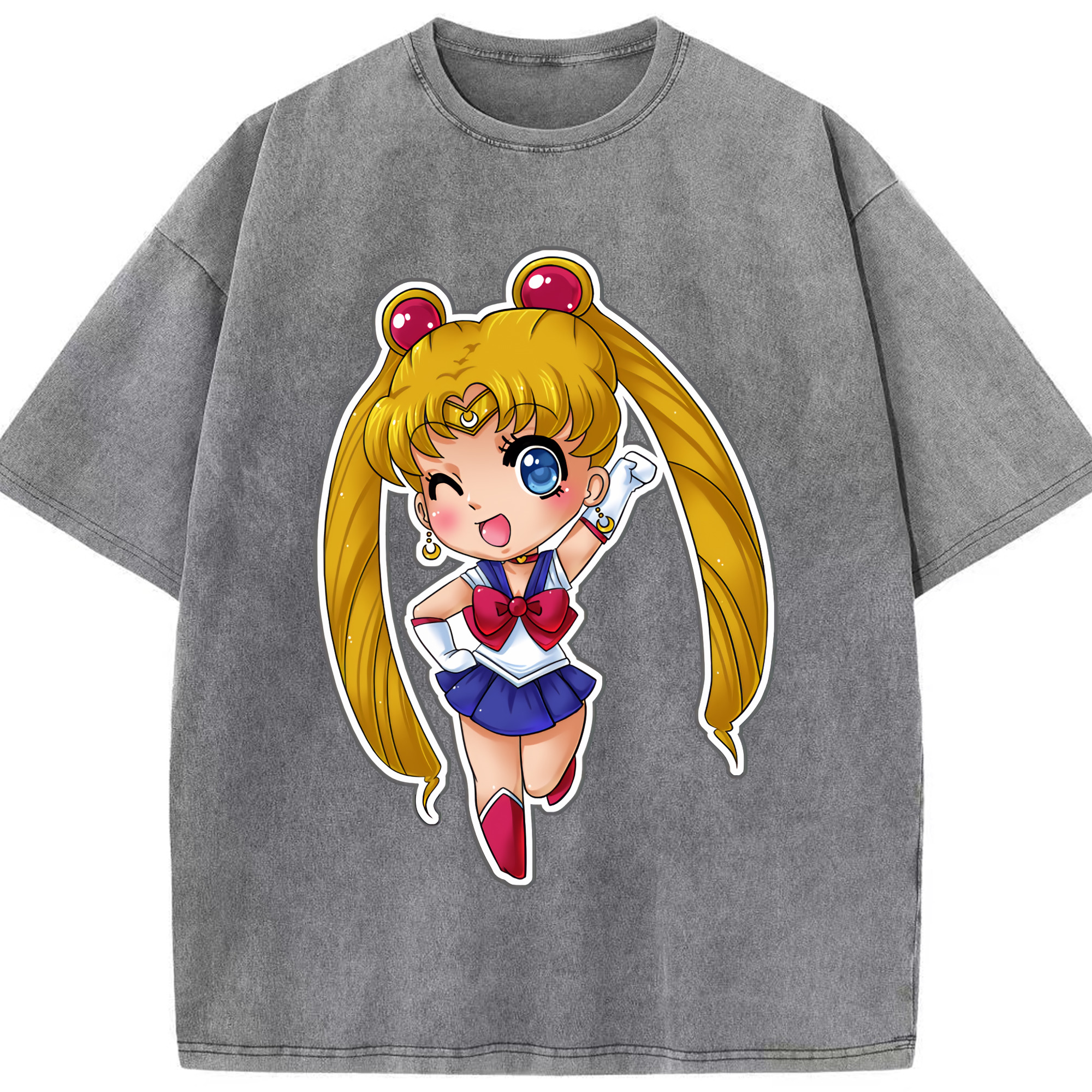 （画像用） 美少女戦士セーラームーン 月野 うさぎ つきの うさぎ Sailor Moon Tsukino Usagi 綿100% ヴィンテージ風 半袖Tシャツ（フロントプリント）