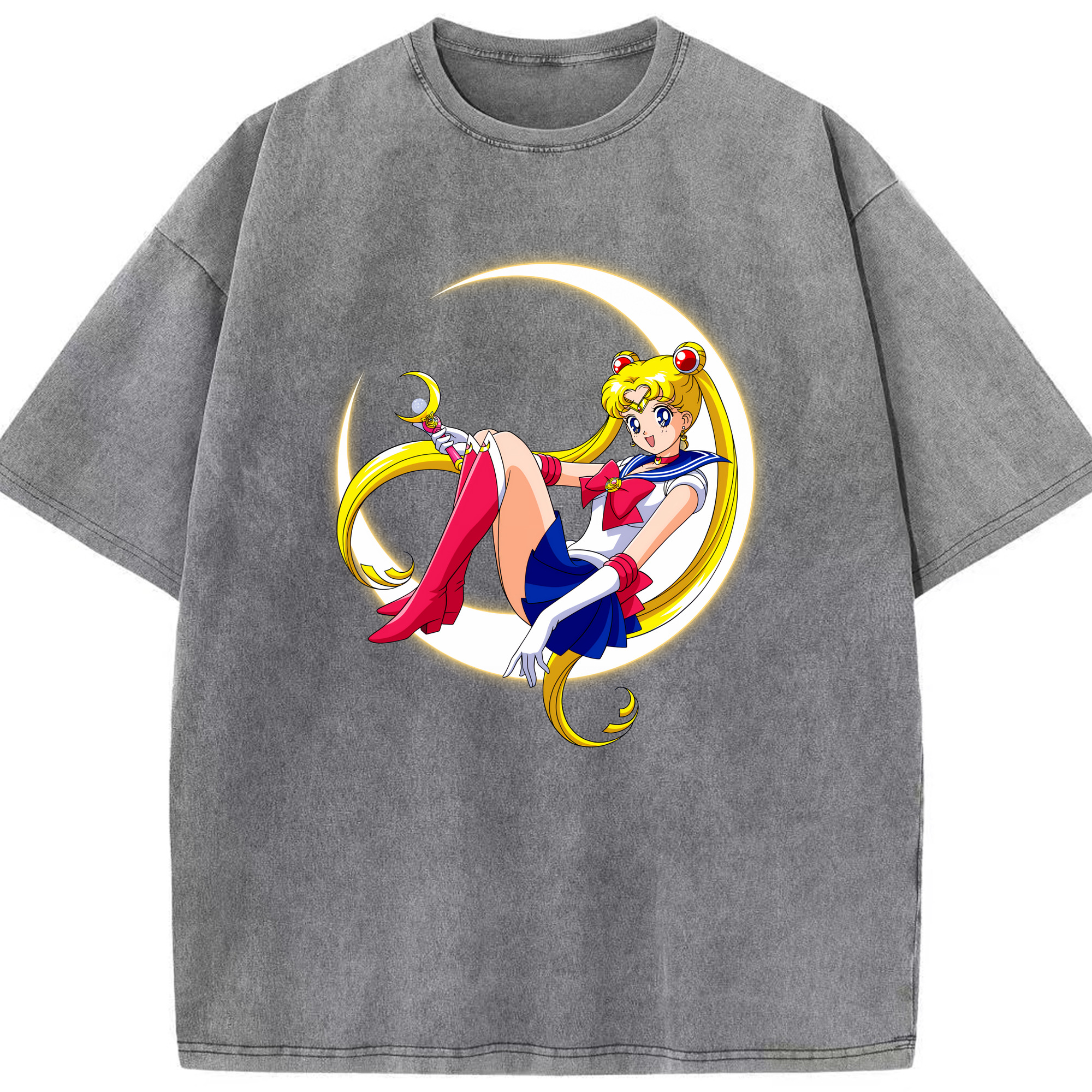 （画像用） 美少女戦士セーラームーン 月野 うさぎ つきの うさぎ Sailor Moon Tsukino Usagi 綿100% ヴィンテージ風 半袖Tシャツ（フロントプリント）