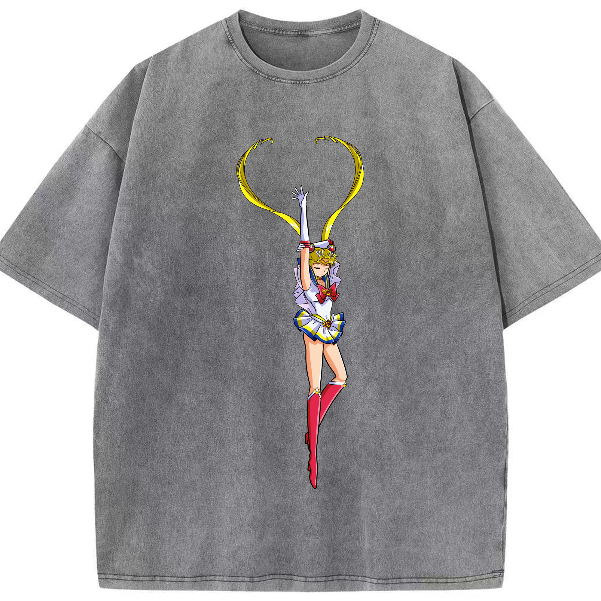 （画像用） 美少女戦士セーラームーン 月野 うさぎ つきの うさぎ Sailor Moon Tsukino Usagi 綿100% ヴィンテージ風 半袖Tシャツ（フロントプリント）