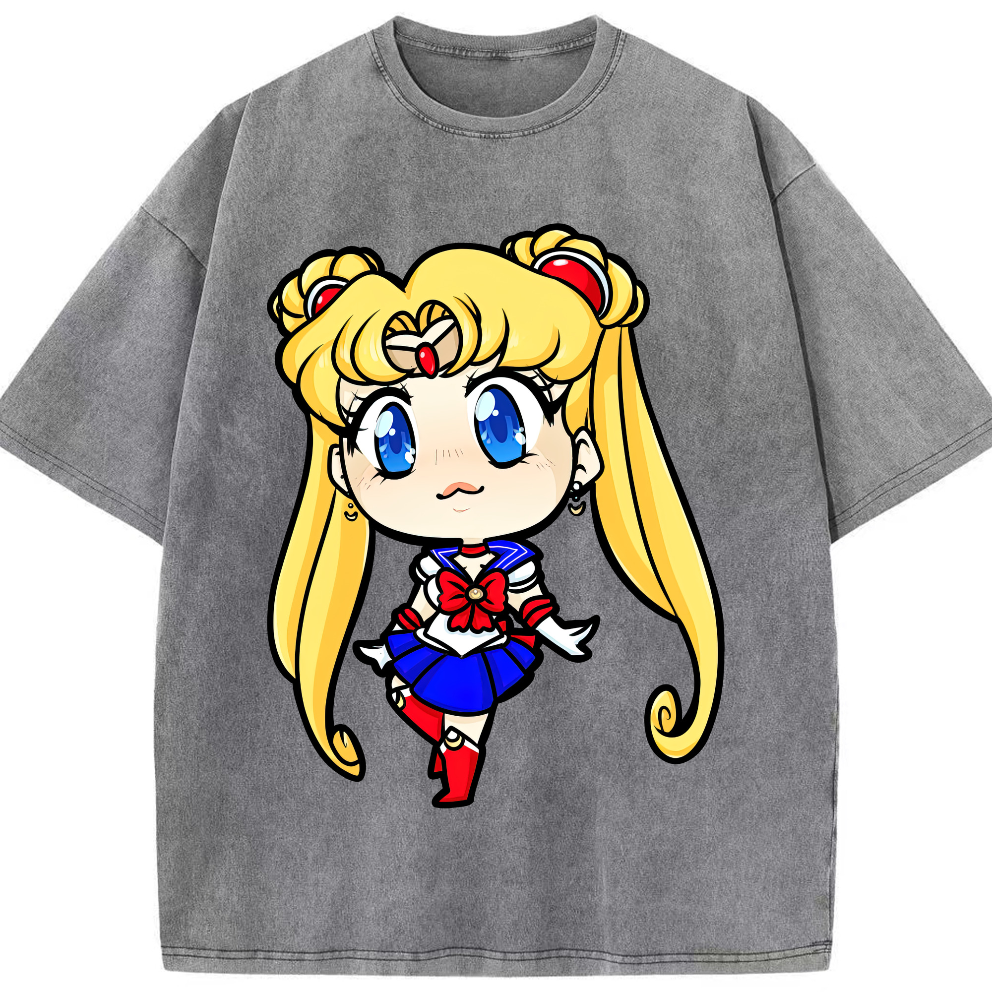 （画像用） 美少女戦士セーラームーン 月野 うさぎ つきの うさぎ Sailor Moon Tsukino Usagi 綿100% ヴィンテージ風 半袖Tシャツ（フロントプリント）