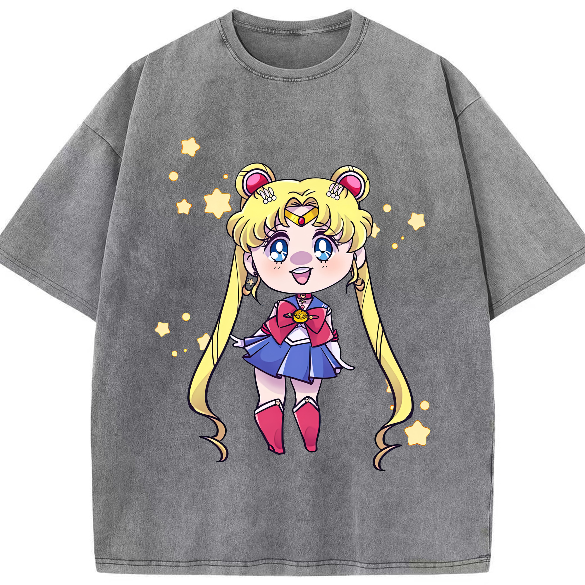 （画像用） 美少女戦士セーラームーン 月野 うさぎ つきの うさぎ Sailor Moon Tsukino Usagi 綿100% ヴィンテージ風 半袖Tシャツ（フロントプリント）