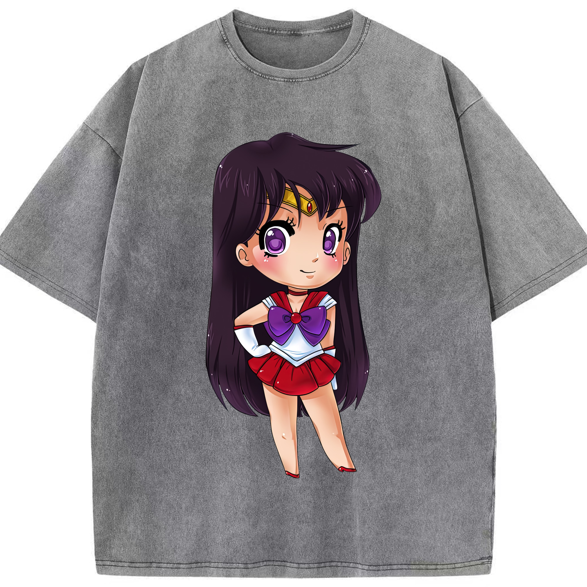 （画像用） 美少女戦士セーラームーン 火野レイ ひの レイ Sailor Moon Hino Rei （セーラーマーズ,Sailor Mars） 綿100% ヴィンテージ風 半袖Tシャツ（フロントプリント）