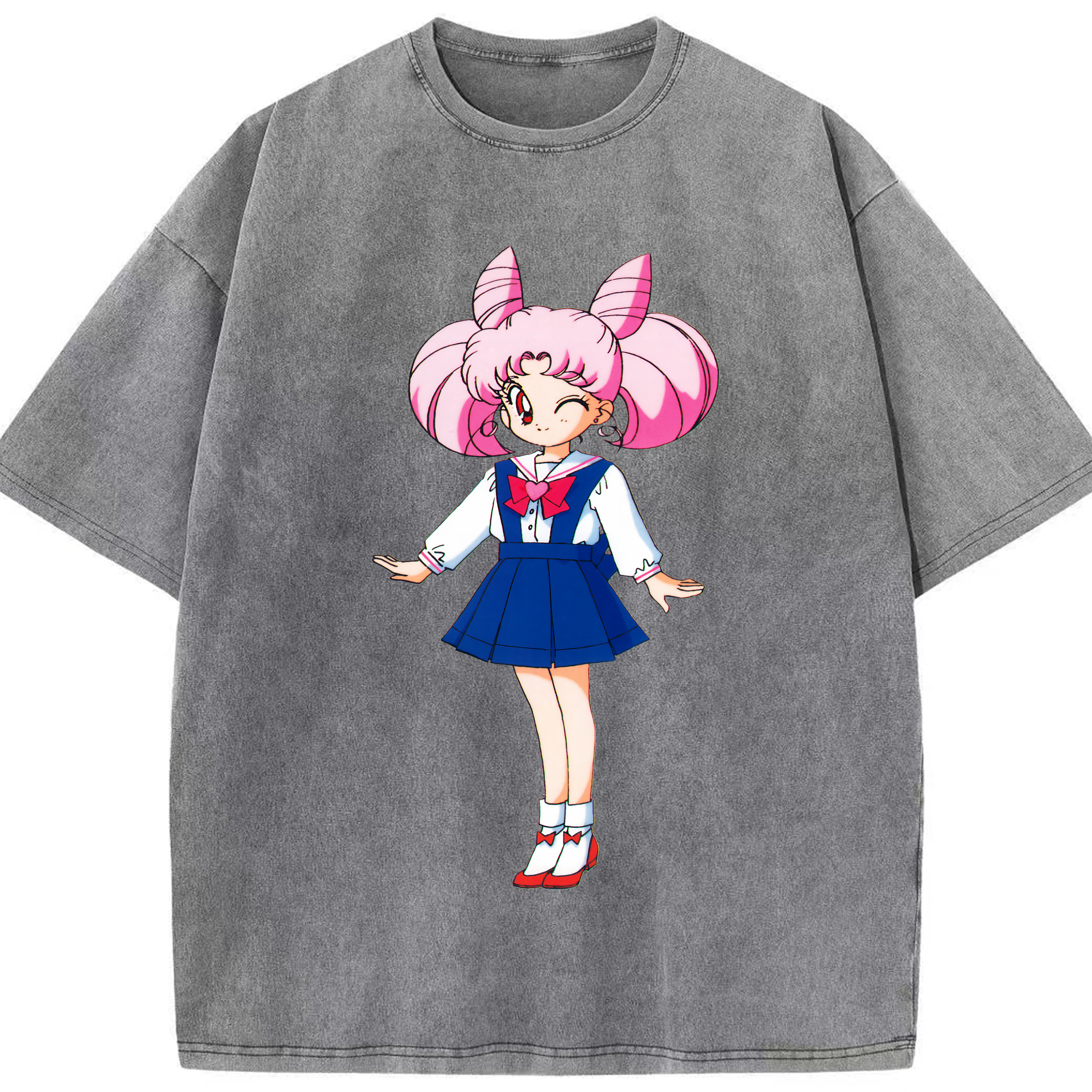 （画像用） 美少女戦士セーラームーン ちびうさ Sailor Moon Chibiusa Tsukino Usagi Small Lady Serenity 綿100% ヴィンテージ風 半袖Tシャツ（フロントプリント）