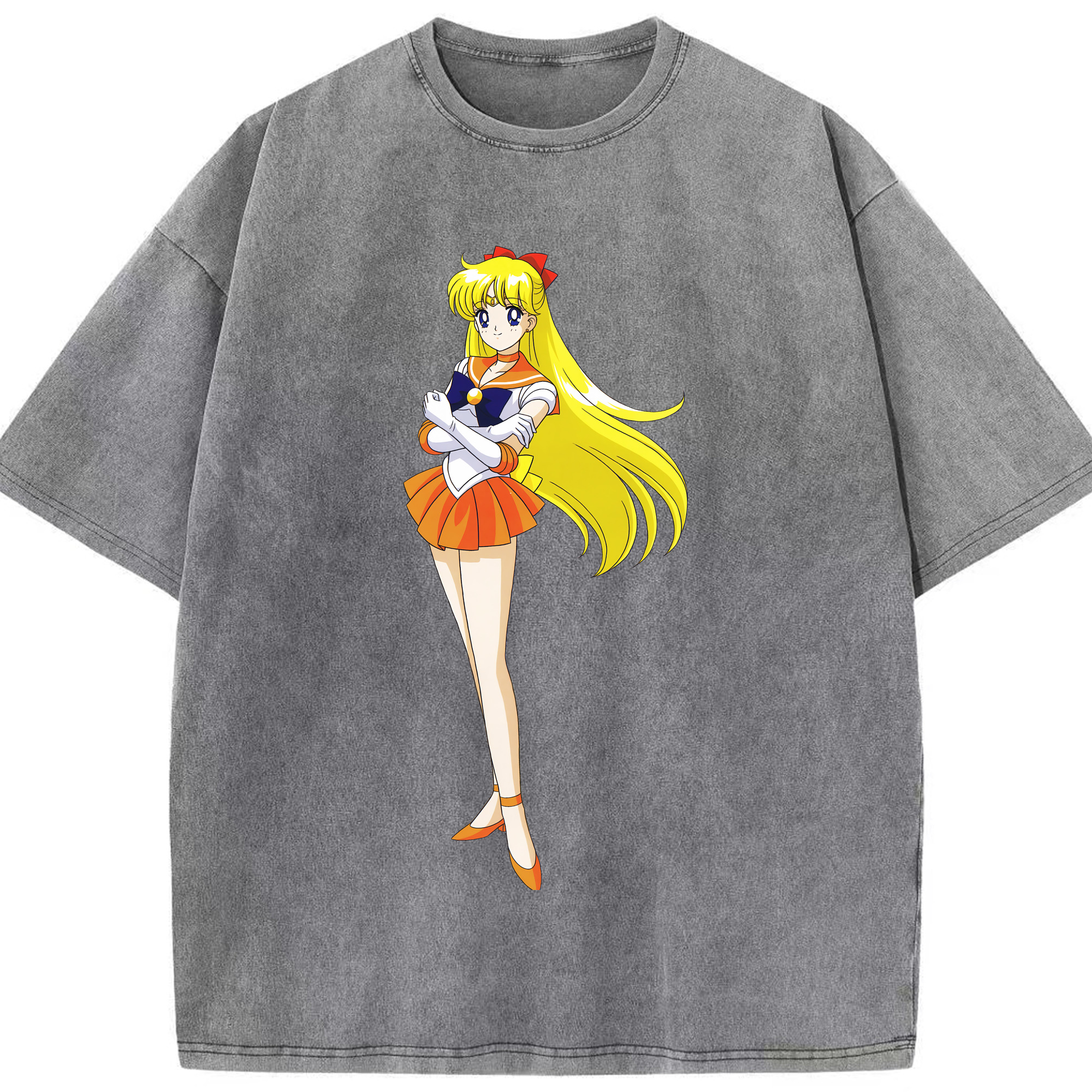 （画像用） 美少女戦士セーラームーン 愛野 美奈子 あいの みなこ Sailor Moon Aino Minako 綿100% ヴィンテージ風 半袖Tシャツ（フロントプリント）