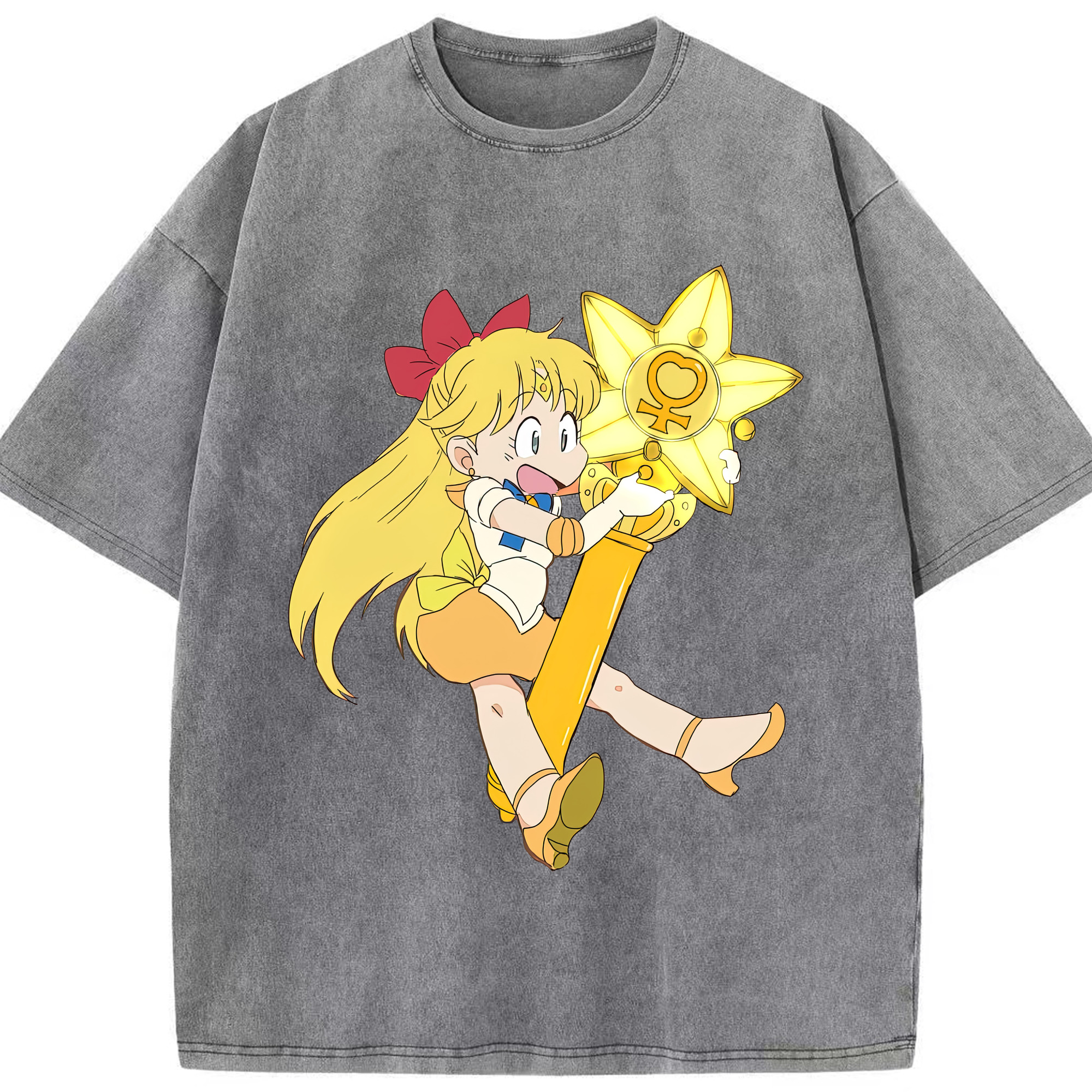 （画像用） 美少女戦士セーラームーン 愛野 美奈子 あいの みなこ Sailor Moon Aino Minako 綿100% ヴィンテージ風 半袖Tシャツ（フロントプリント）