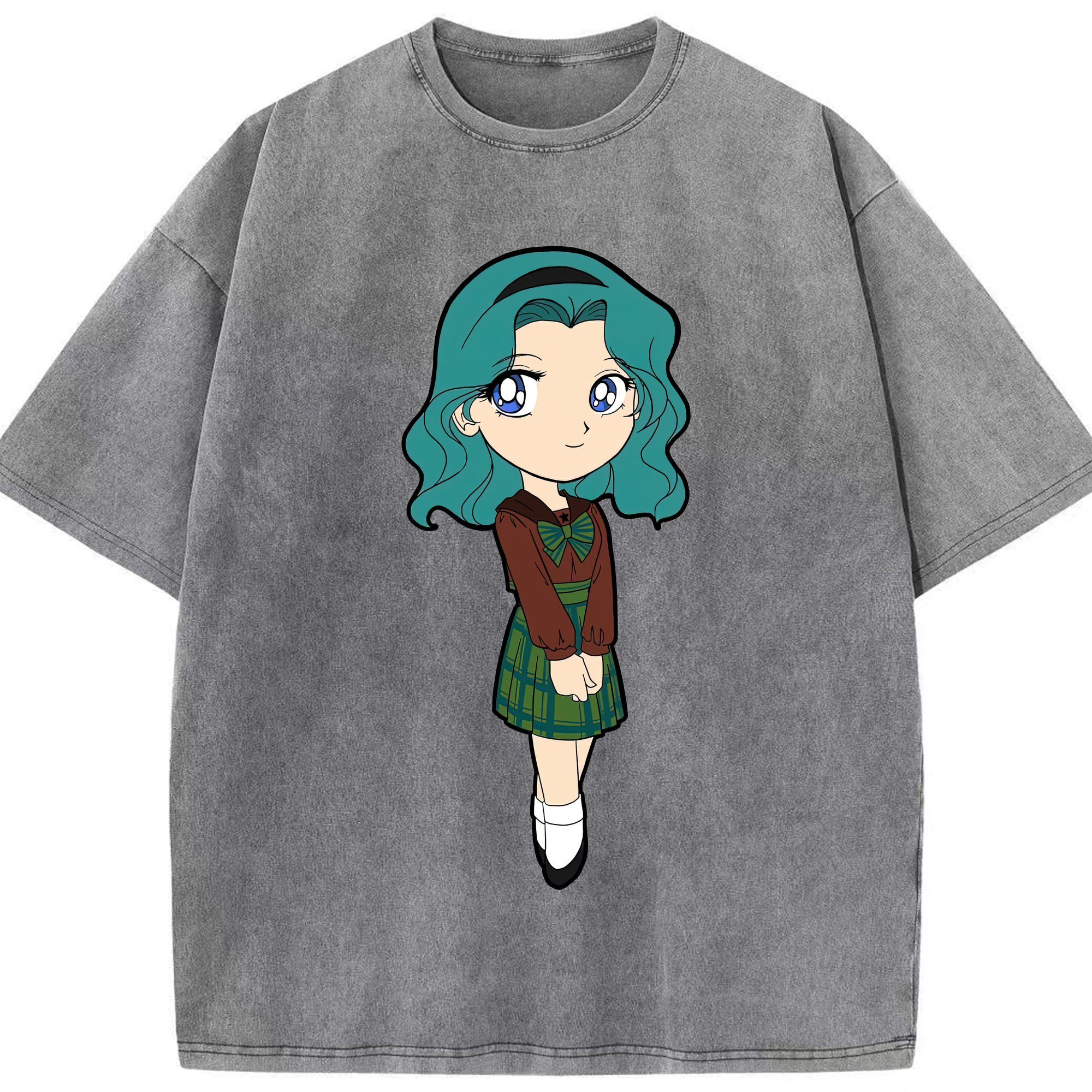 （画像用） 美少女戦士セーラームーン 海王 みちる（かいおう みちる） Sailor Moon Kaiou Michiru 綿100% ヴィンテージ風 半袖Tシャツ（フロントプリント）