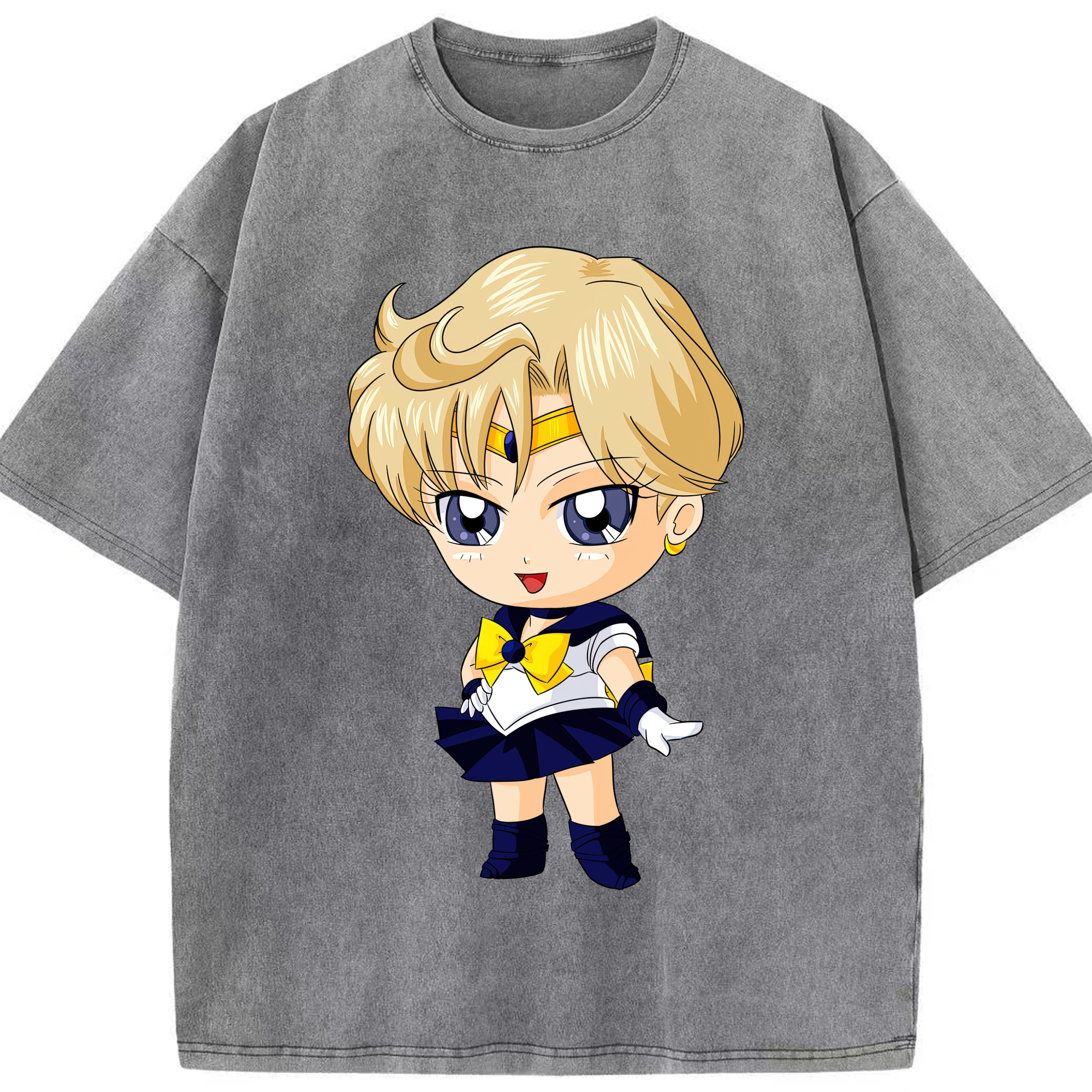 （画像用） 美少女戦士セーラームーン 天王はるか Sailor Moon Tenoh Haruka 綿100% ヴィンテージ風 半袖Tシャツ（フロントプリント）
