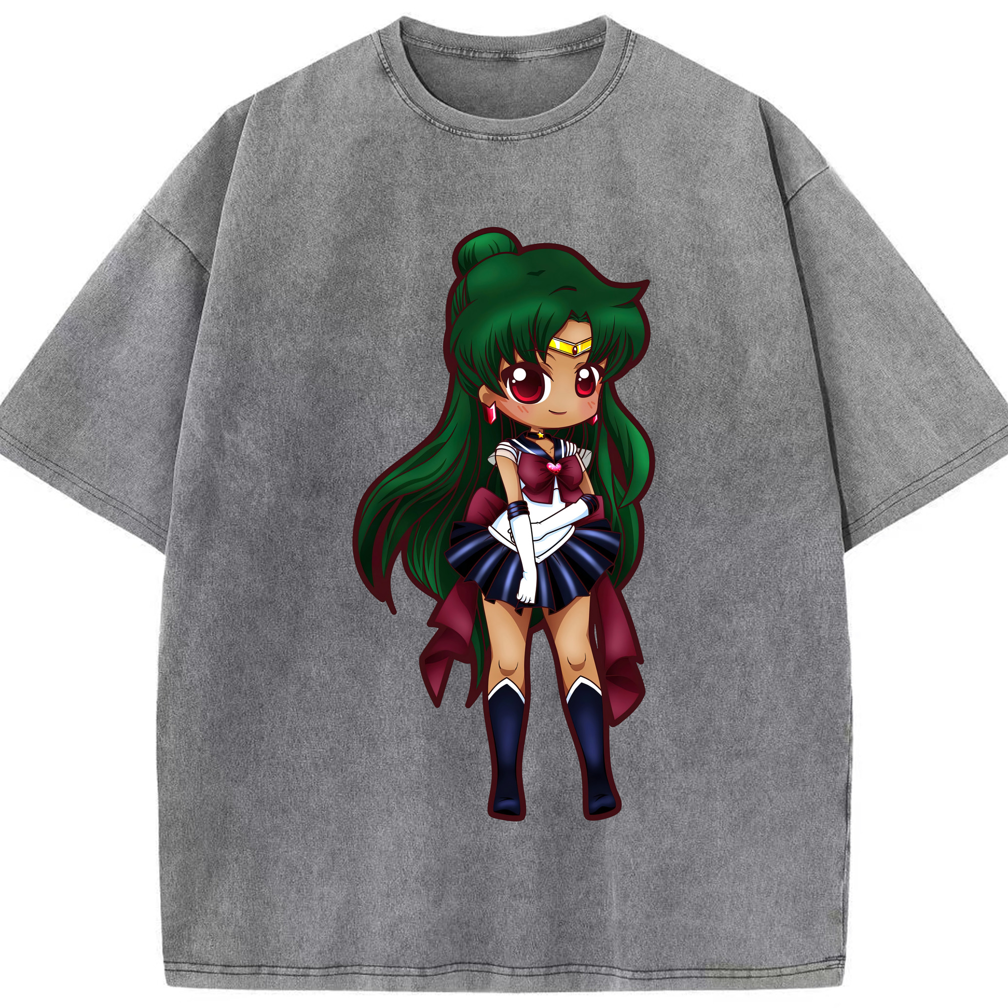 （画像用） 美少女戦士セーラームーン 冥王せつな Sailor Moon Meiou Setsuna 綿100% ヴィンテージ風 半袖Tシャツ（フロントプリント）