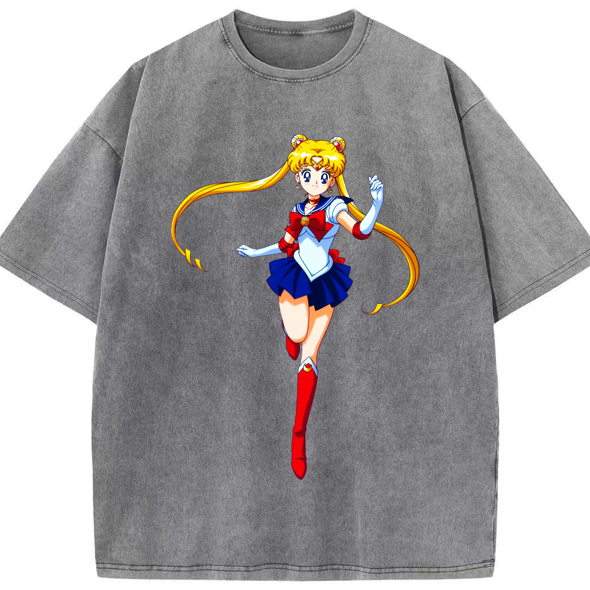 （画像用） 美少女戦士セーラームーン 月野 うさぎ つきの うさぎ Sailor Moon Tsukino Usagi 綿100% ヴィンテージ風 半袖Tシャツ（フロントプリント）