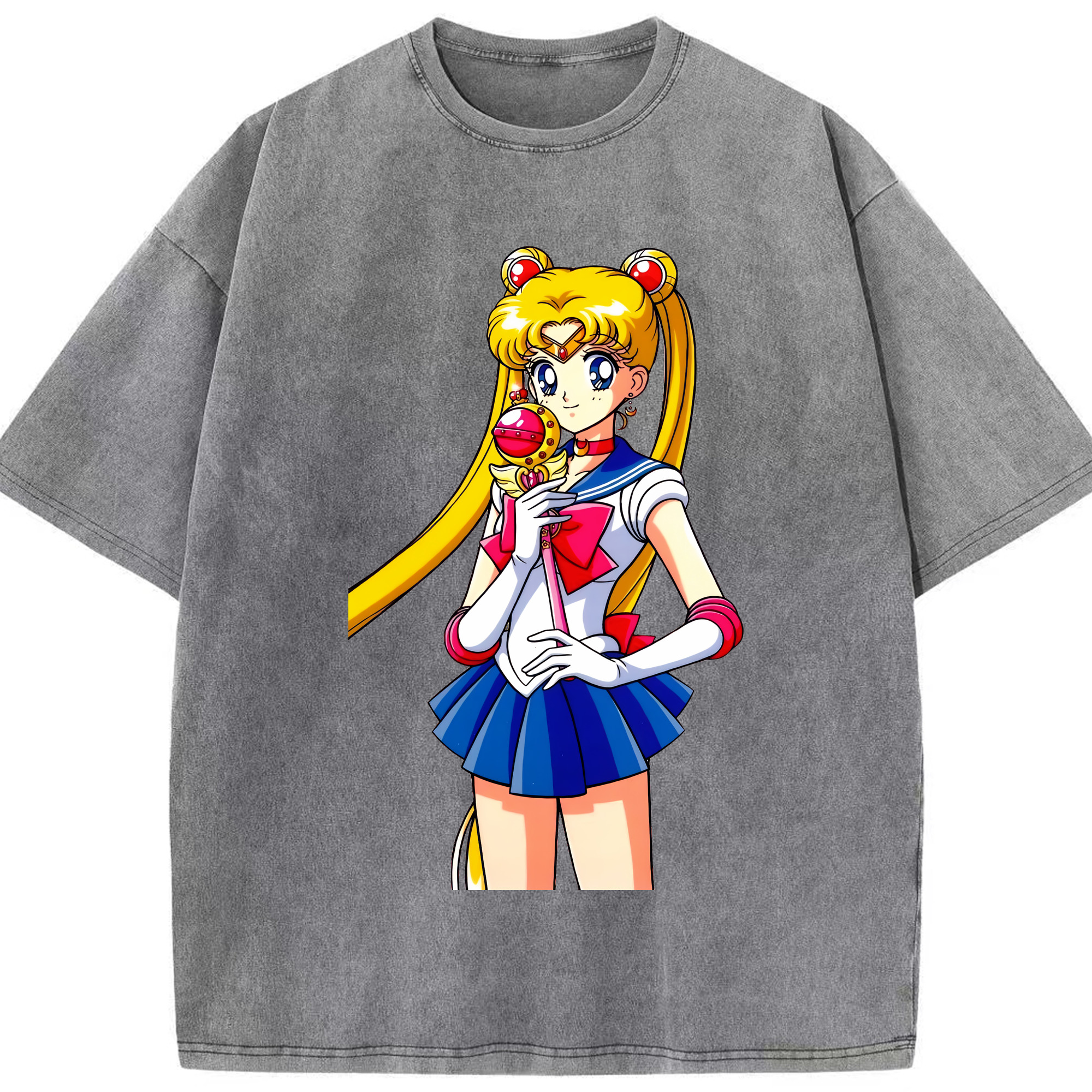 （画像用） 美少女戦士セーラームーン 月野 うさぎ つきの うさぎ Sailor Moon Tsukino Usagi 綿100% ヴィンテージ風 半袖Tシャツ（フロントプリント）