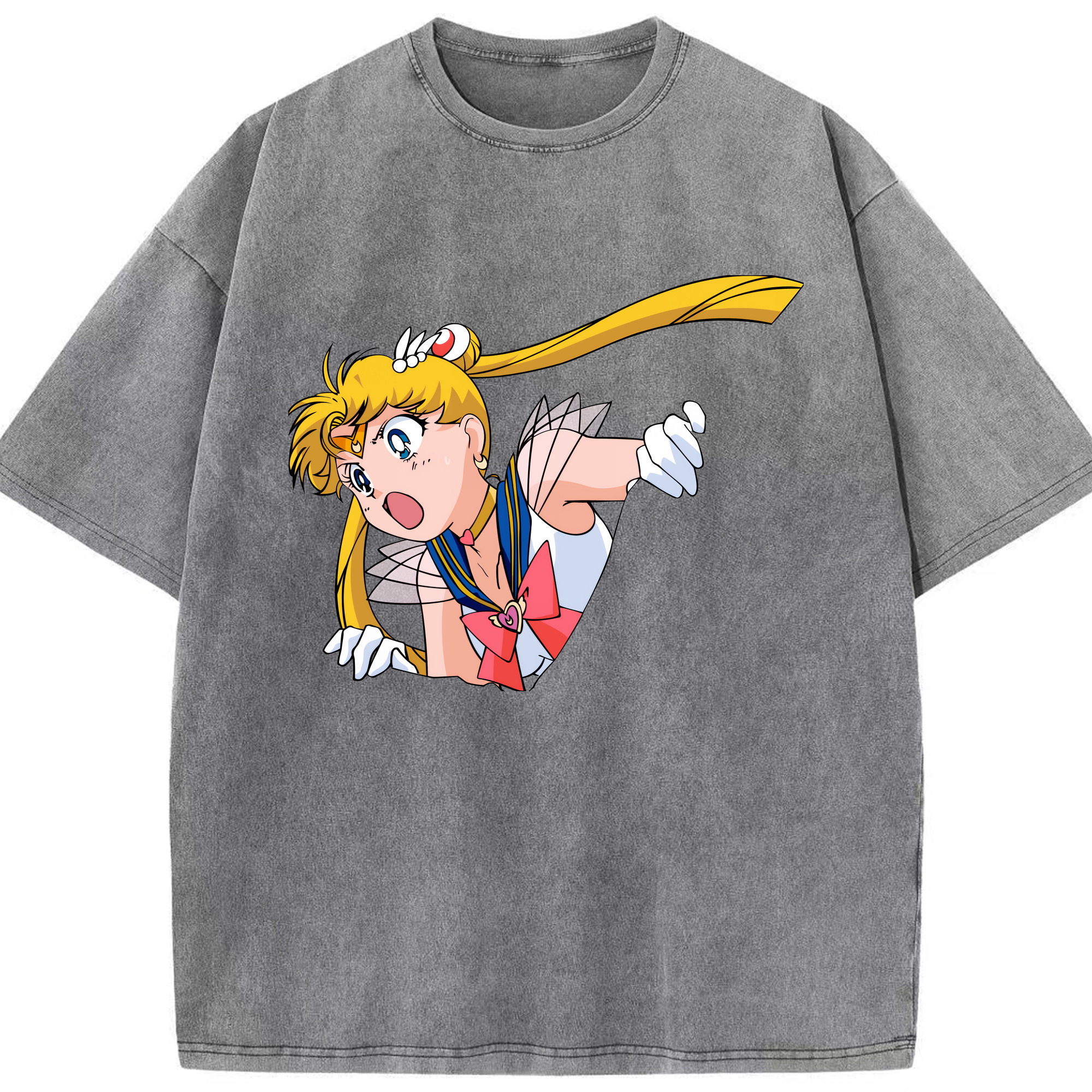 （画像用） 美少女戦士セーラームーン 月野 うさぎ つきの うさぎ Sailor Moon Tsukino Usagi 綿100% ヴィンテージ風 半袖Tシャツ（フロントプリント）